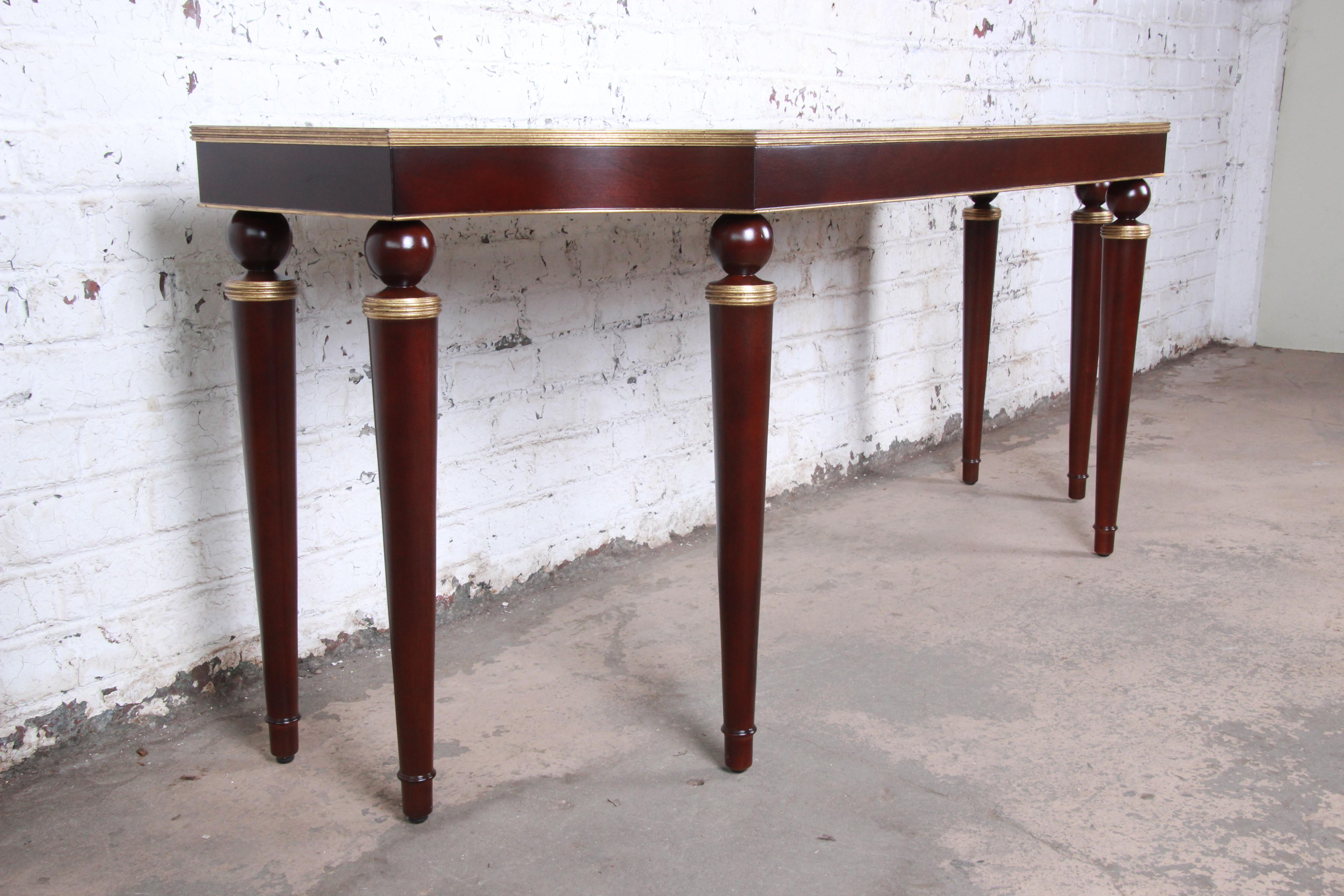Late 20th Century Barbara Barry for Baker Mahogany and Gold Gilt Console or Sofa Table, Restored