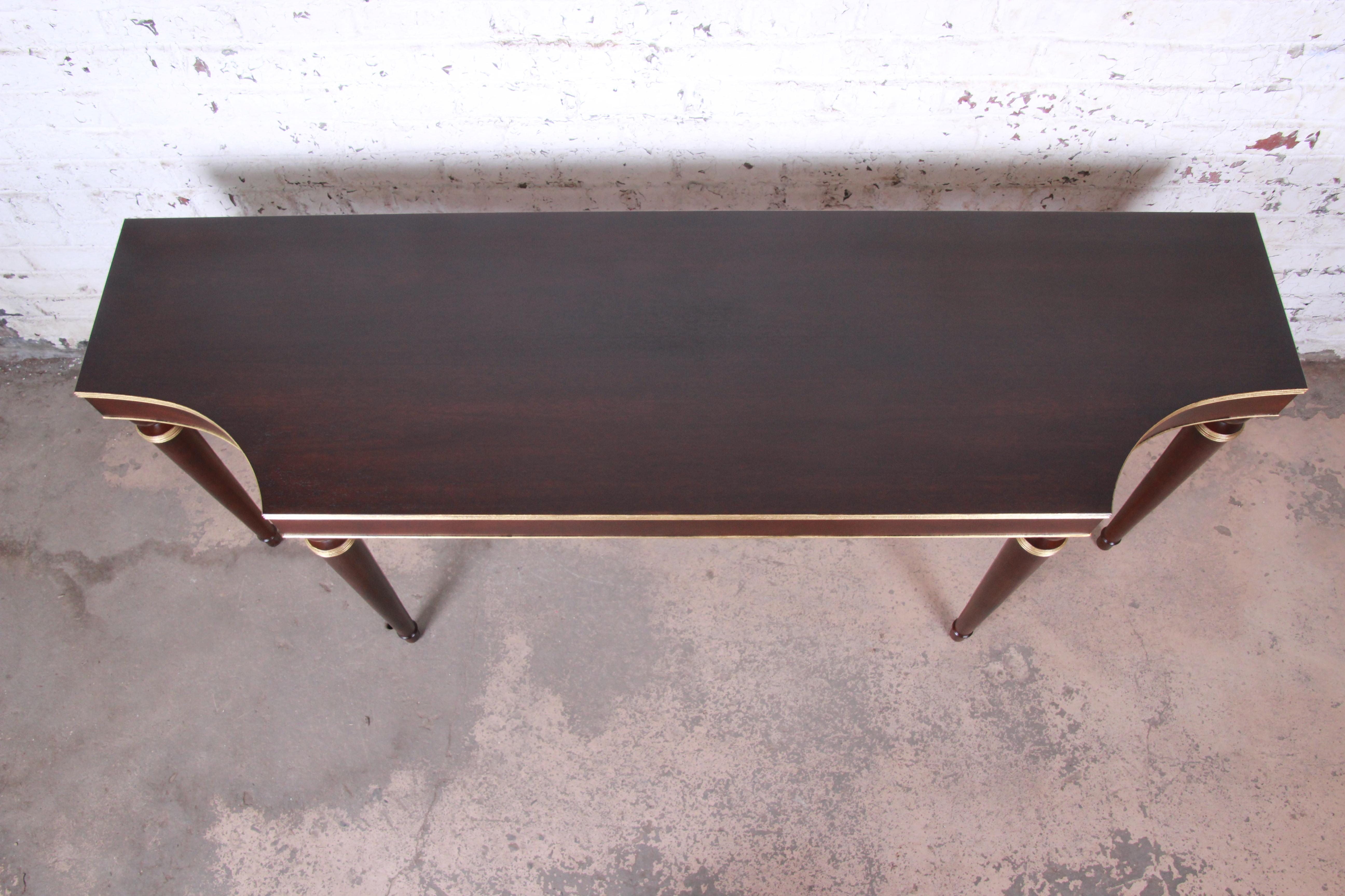 Barbara Barry for Baker Mahogany and Gold Gilt Console or Sofa Table, Restored 1
