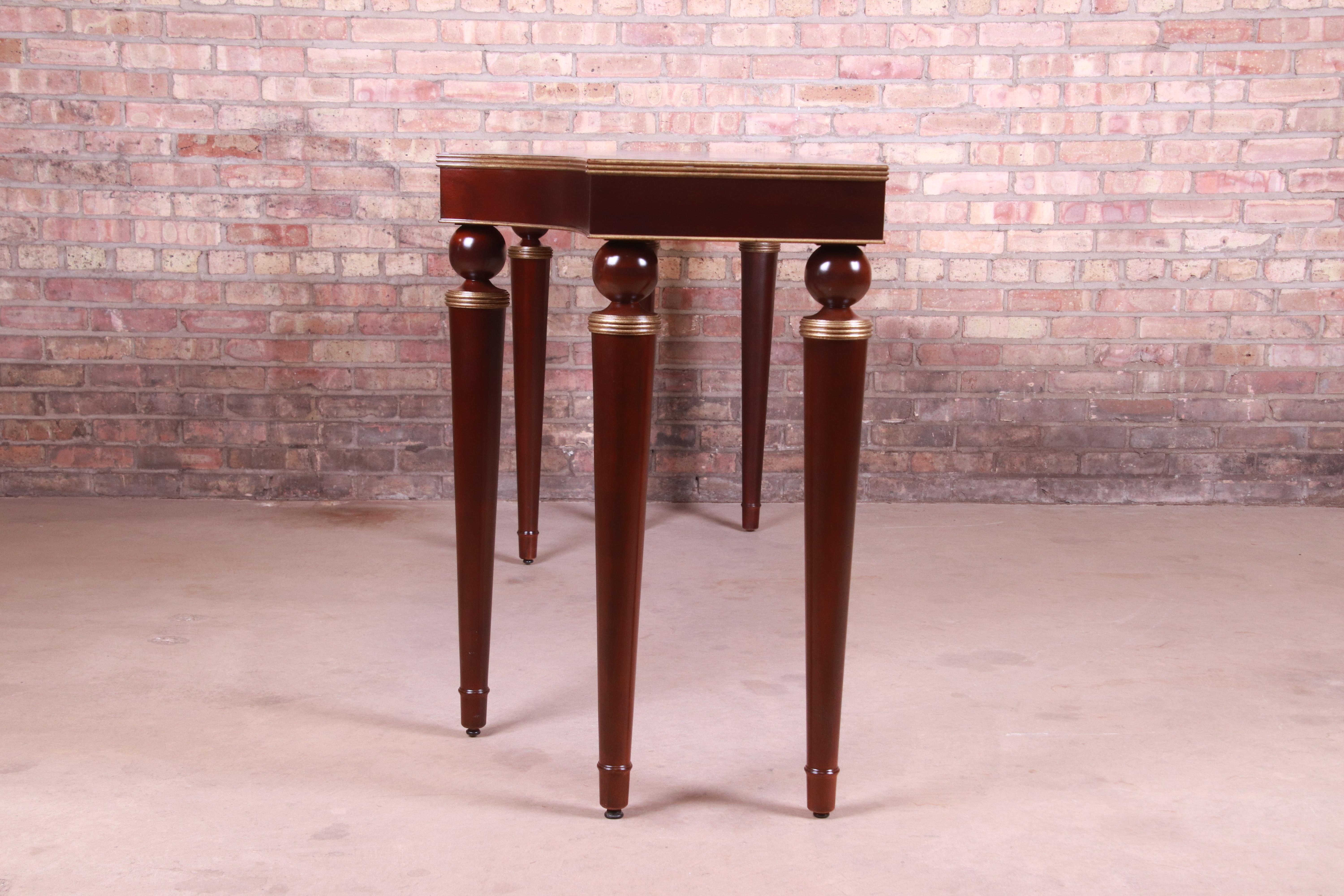 Barbara Barry for Baker Mahogany and Gold Gilt Console Table, Newly Refinished For Sale 2