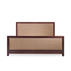Barbara Barry for Baker Mahogany and Leather King Bed Frame
