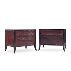 Barbara Barry for Baker Mahogany Commode Nightstand End Tables - Pair