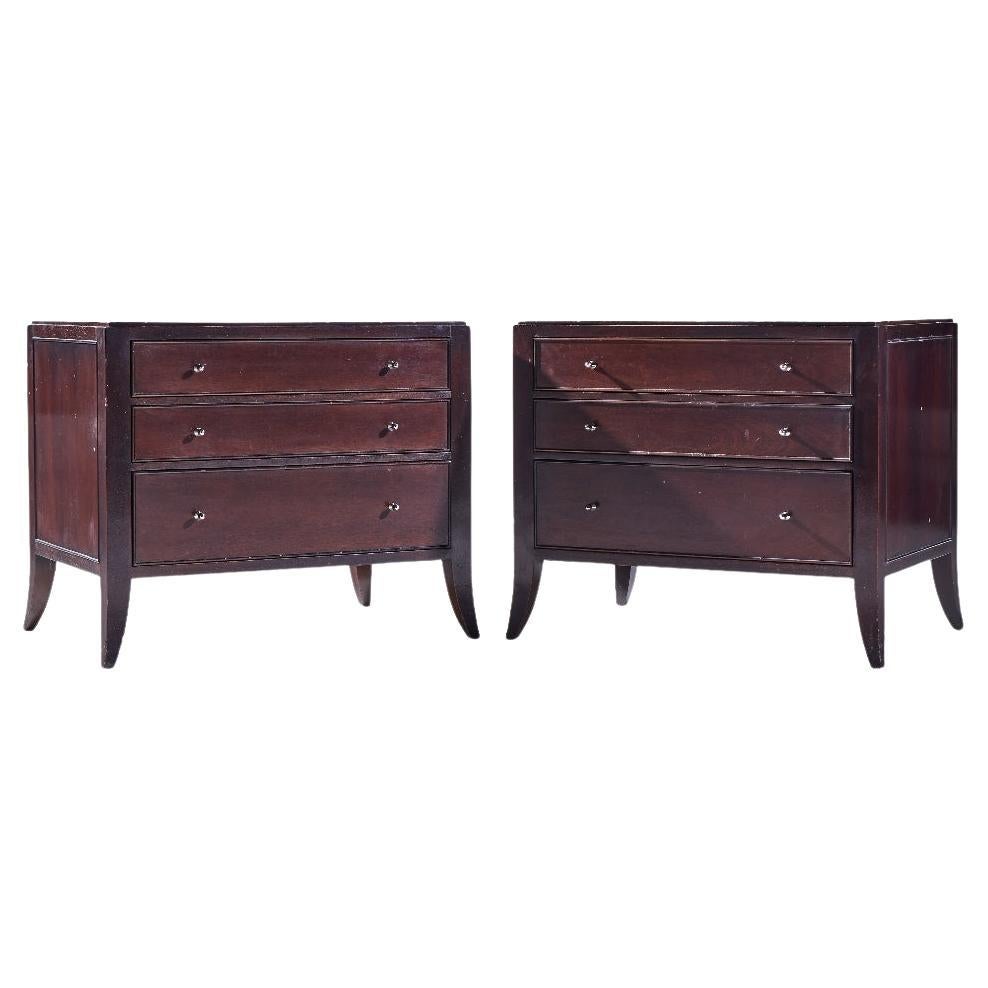 Barbara Barry for Baker Mahogany Commode Nightstand End Tables - Pair