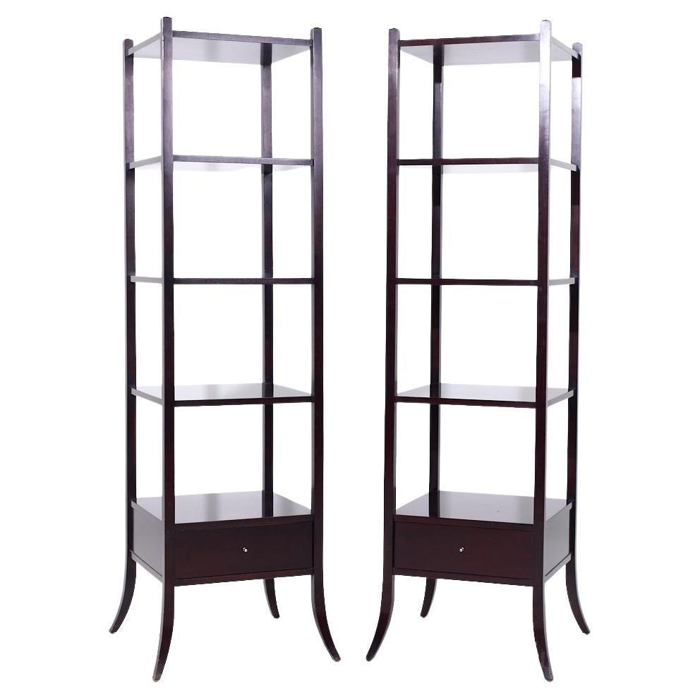 SOLD 06/09/25 Barbara Barry for Baker Mahogany Étagère Bookshelves - Pair