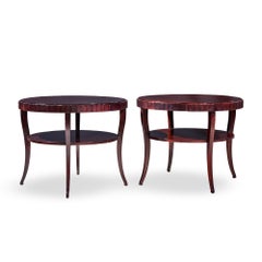 Barbara Barry for Baker Mahogany Fluted Edge Side End Table - Pair