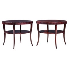 Barbara Barry for Baker Mahogany Fluted Edge Side End Table - Pair