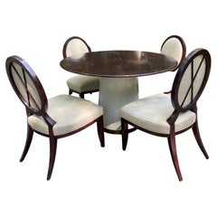 Barbara Barry for Baker Mahogany & Marble Dining Table and 4 Matching Chairs