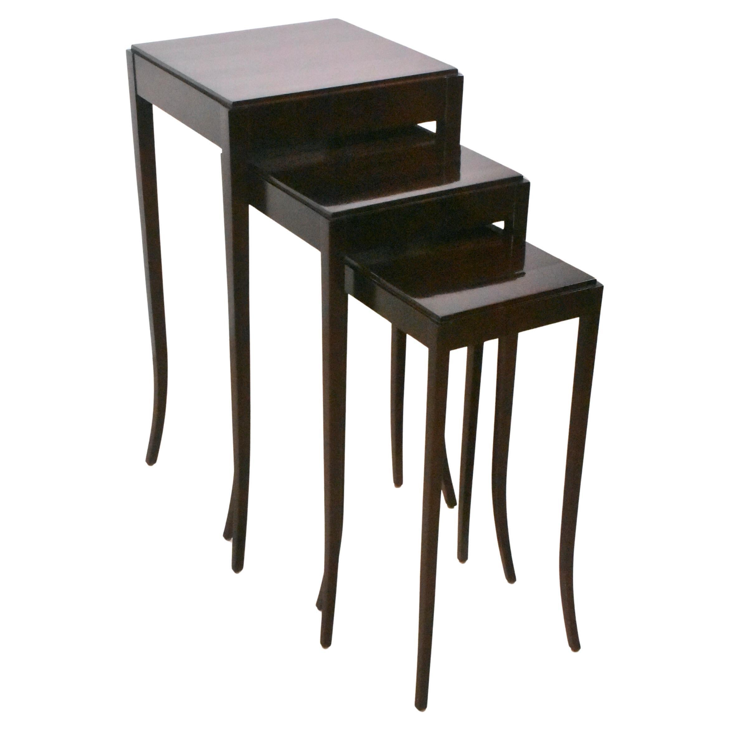 Set of 3 Mahogany Nesting Tables by Barbara Barry for Baker Furniture
