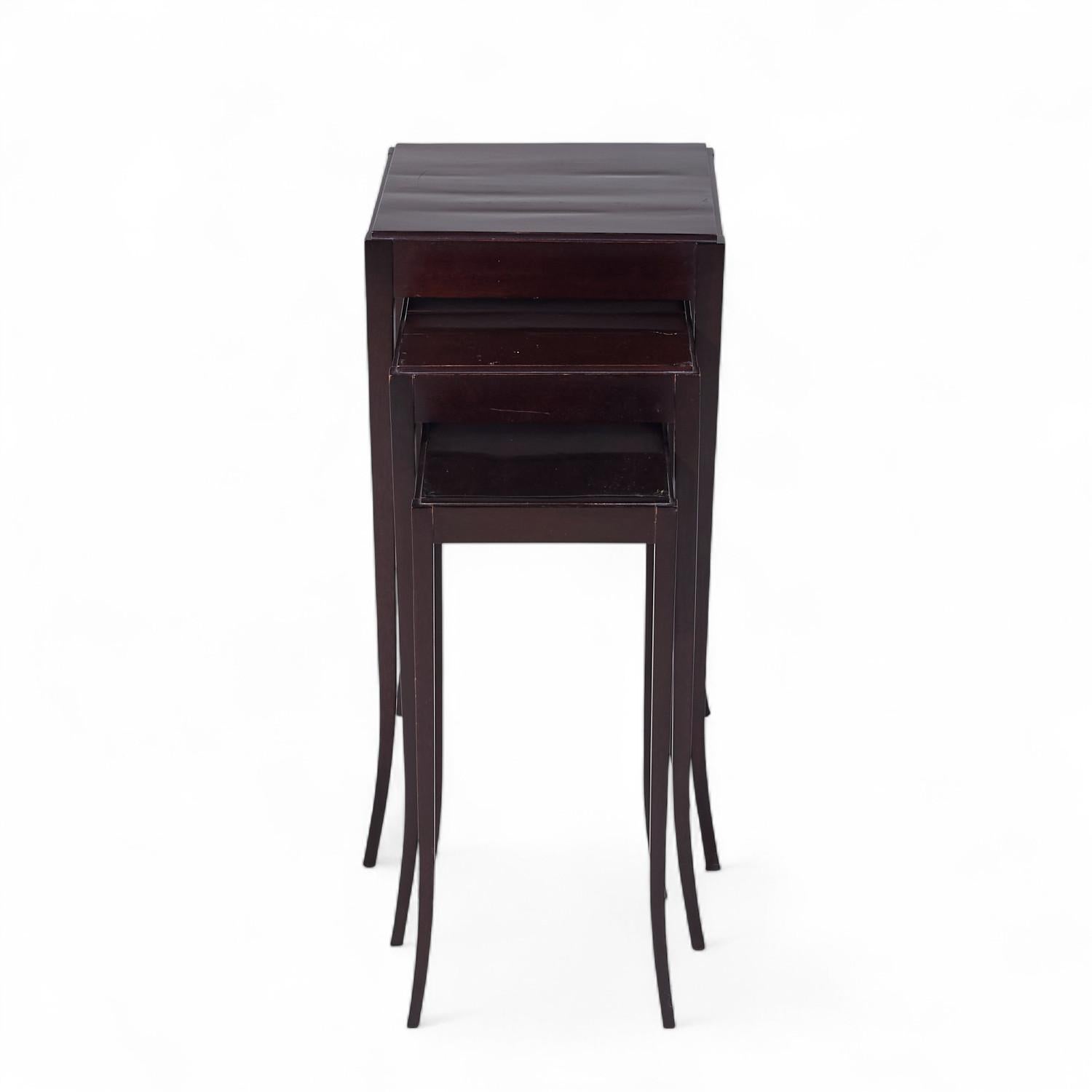 Barbara Barry for Baker Mahogany Nesting Tables - Set of 3 In Good Condition For Sale In Countryside, IL