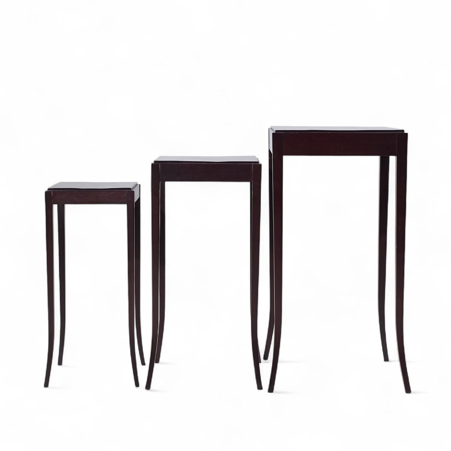 Barbara Barry for Baker Mahogany Nesting Tables - Set of 3 For Sale 2
