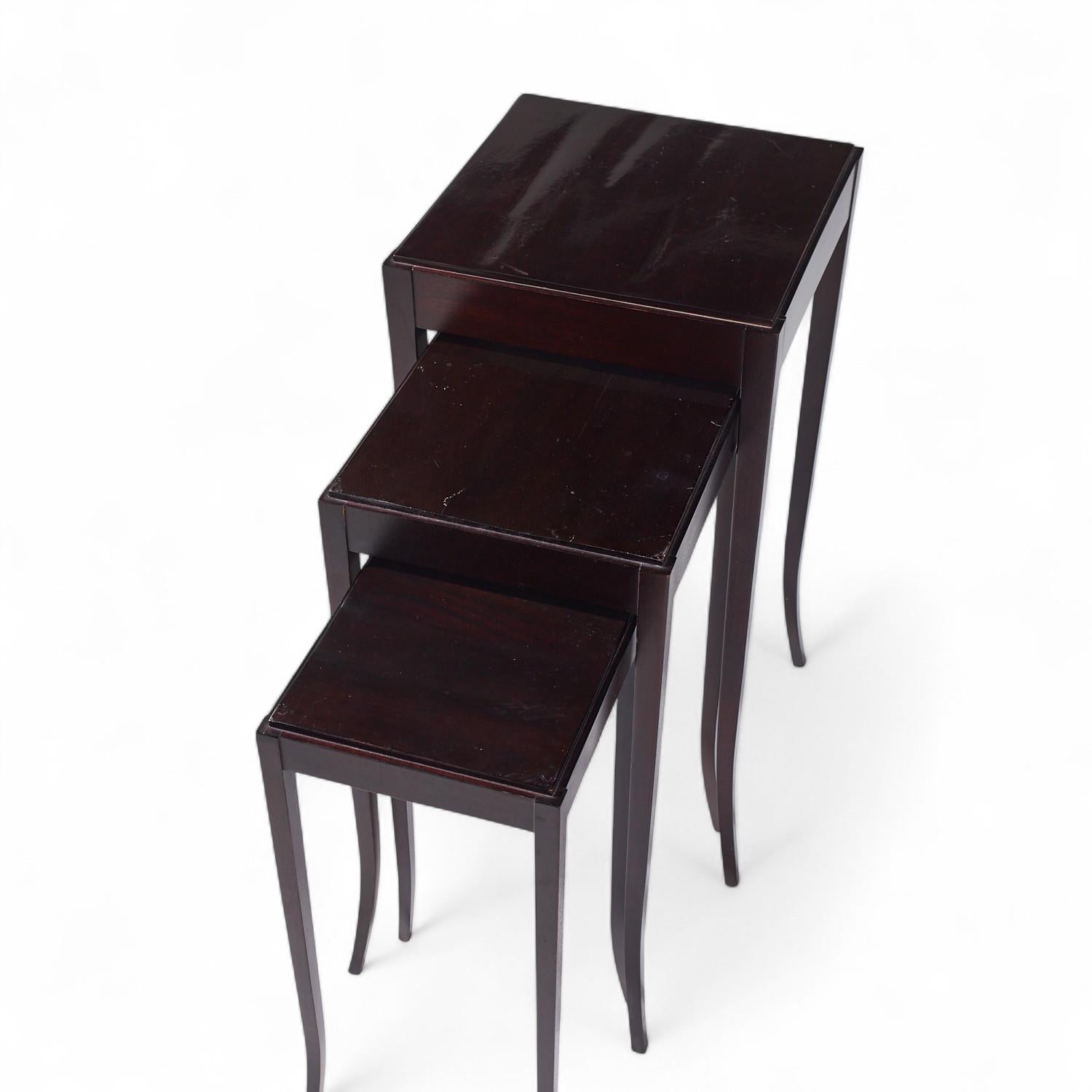 Barbara Barry for Baker Mahogany Nesting Tables - Set of 3 For Sale 3
