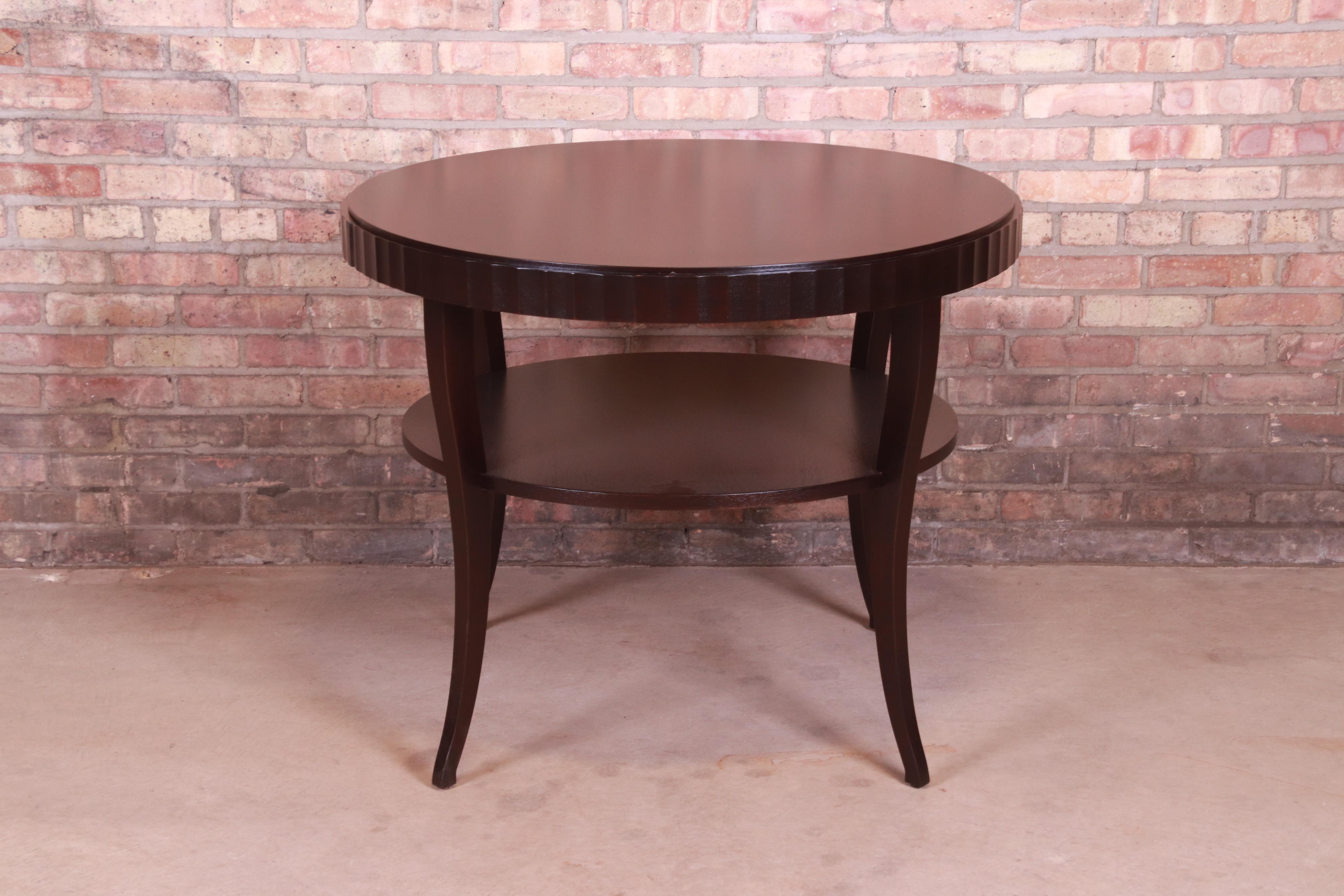 Barbara Barry for Baker Mahogany Two-Tier Center Table, Newly Refinished For Sale 5