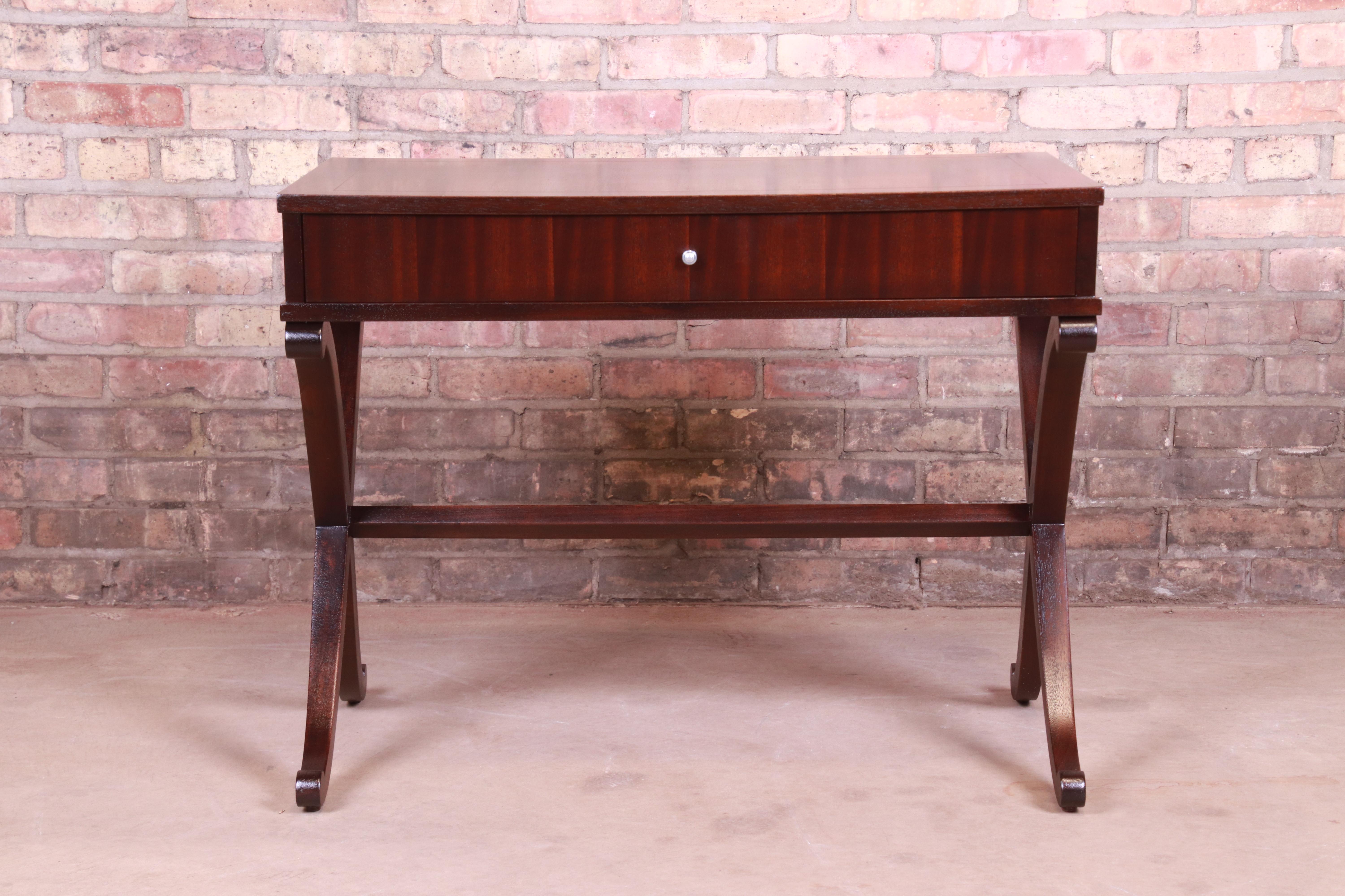 Modern Barbara Barry for Baker Mahogany Writing Desk or Console, Newly Refinished For Sale