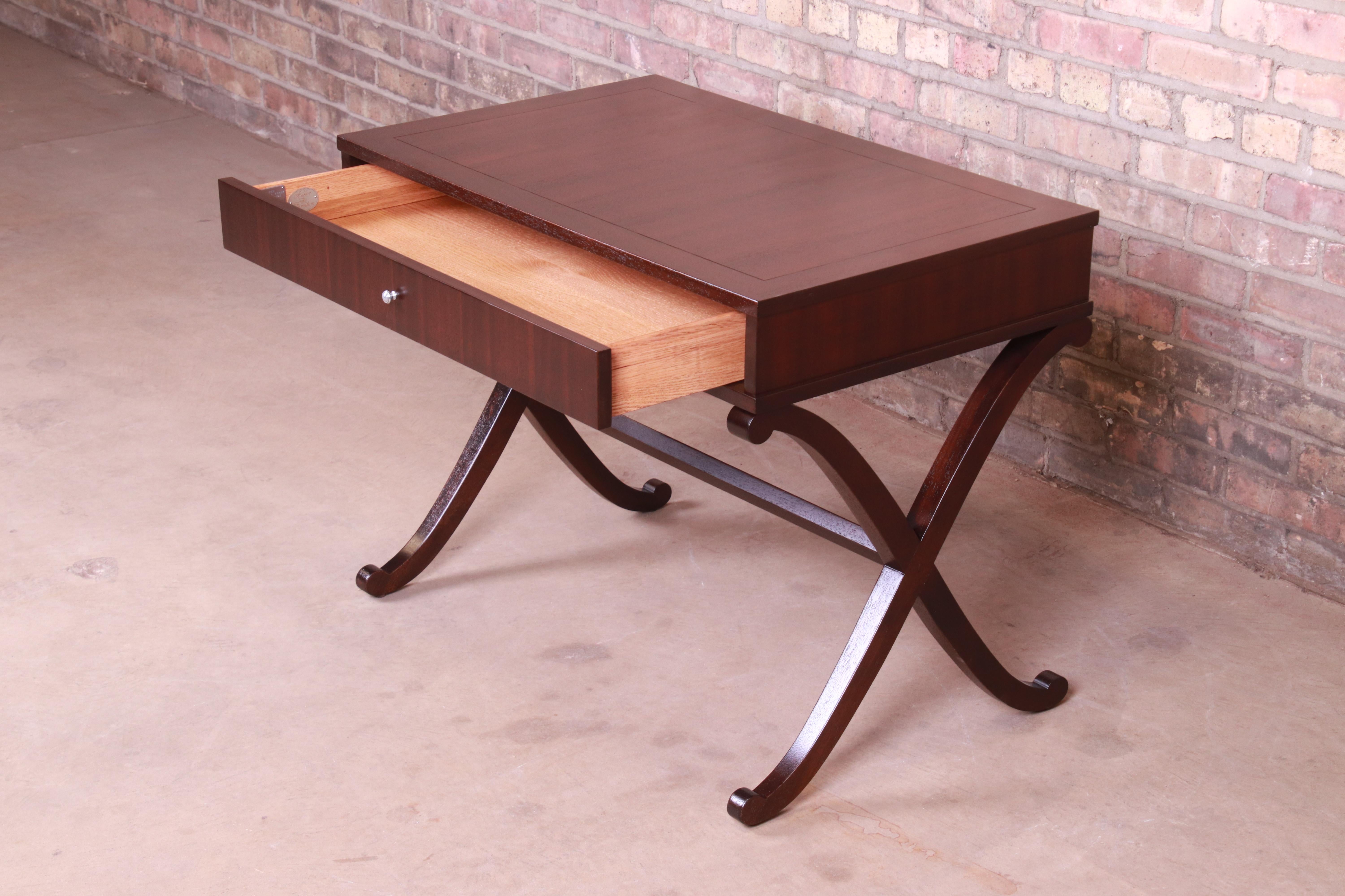Barbara Barry for Baker Mahogany Writing Desk or Console, Newly Refinished In Good Condition For Sale In South Bend, IN