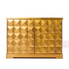 Barbara Barry for Baker Mid Century Gold Leaf Cabinet Credenza