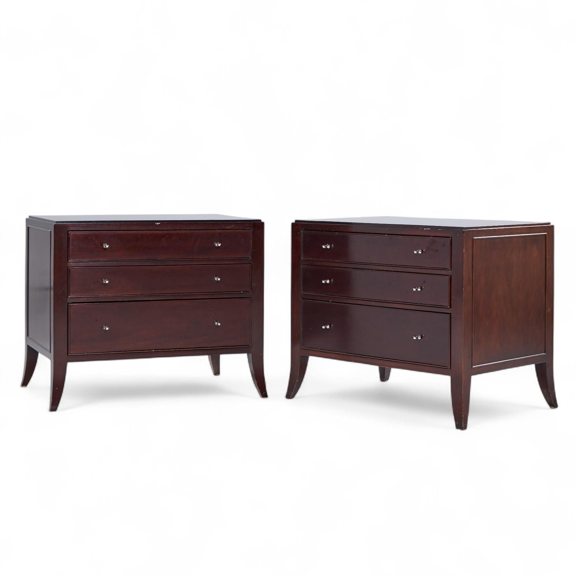 Modern Barbara Barry for Baker Mahogany Commode Nightstand End Table - Pair For Sale