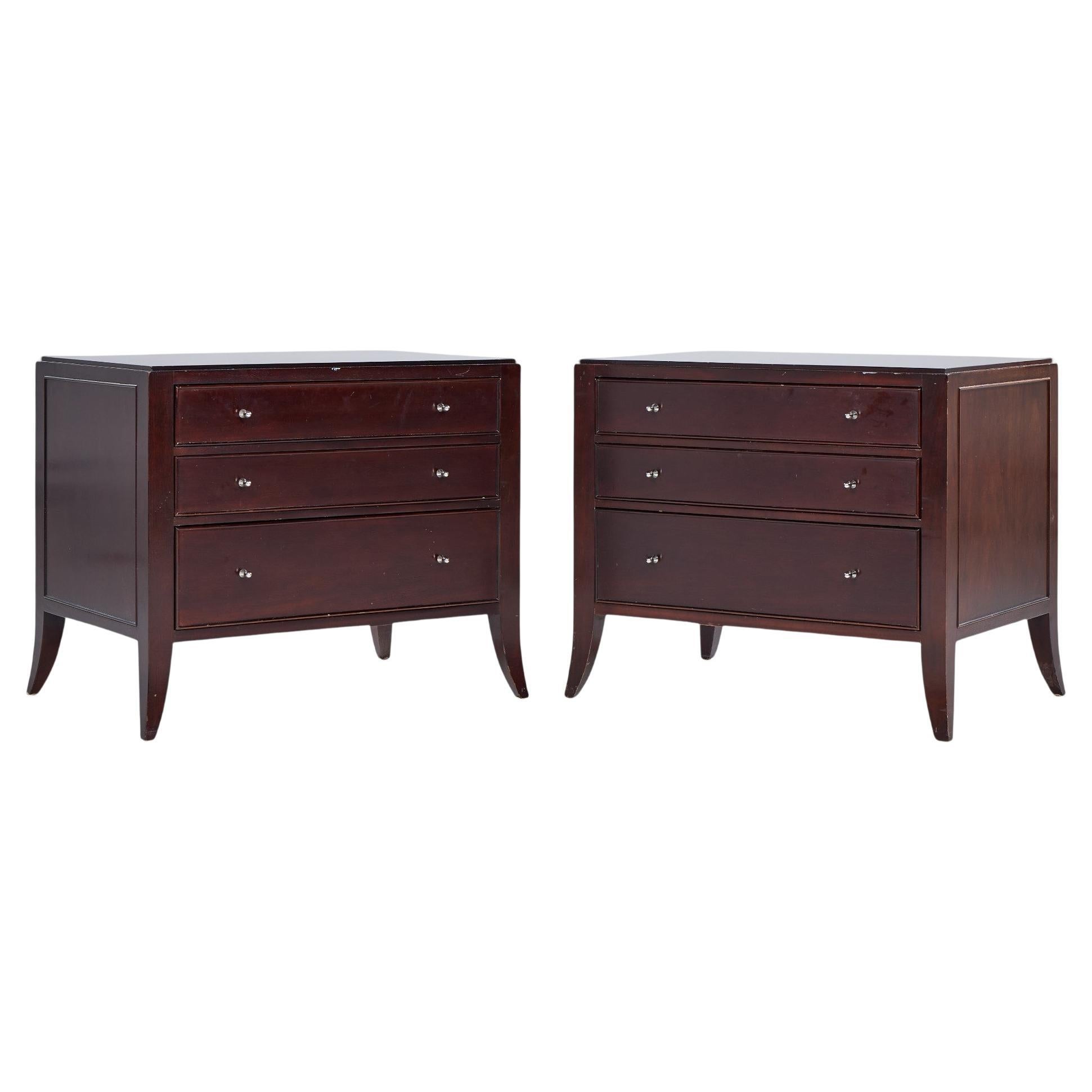 Barbara Barry for Baker Mahogany Commode Nightstand End Table - Pair For Sale