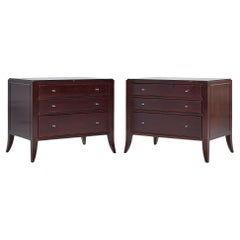 Barbara Barry for Baker Mid Century Mahogany Commode Nightstand End Table - Pair