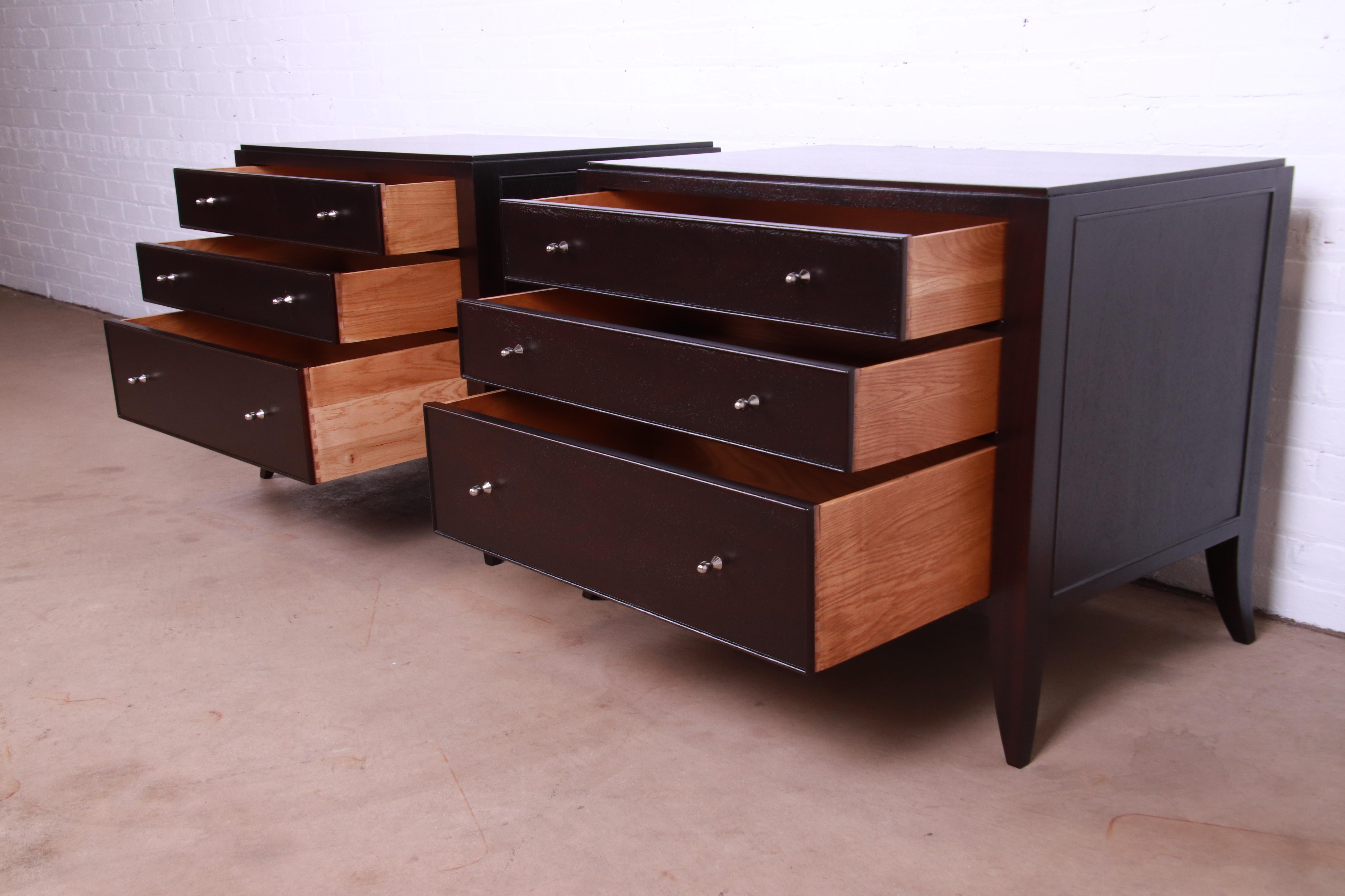 Barbara Barry for Baker Modern Dark Mahogany Bedside Chests, Newly Refinished 4