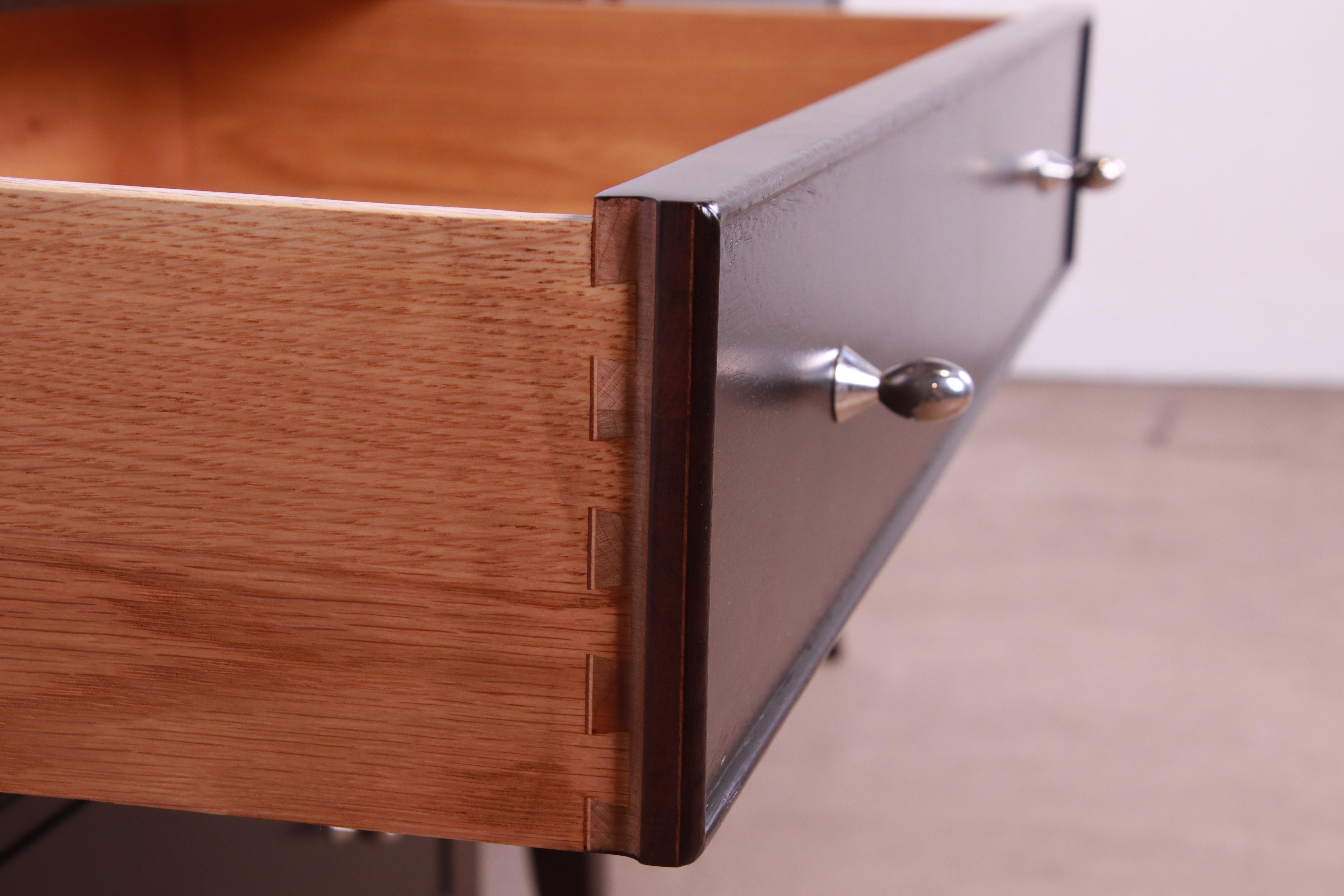 Barbara Barry for Baker Modern Dark Mahogany Bedside Chests, Newly Refinished 5