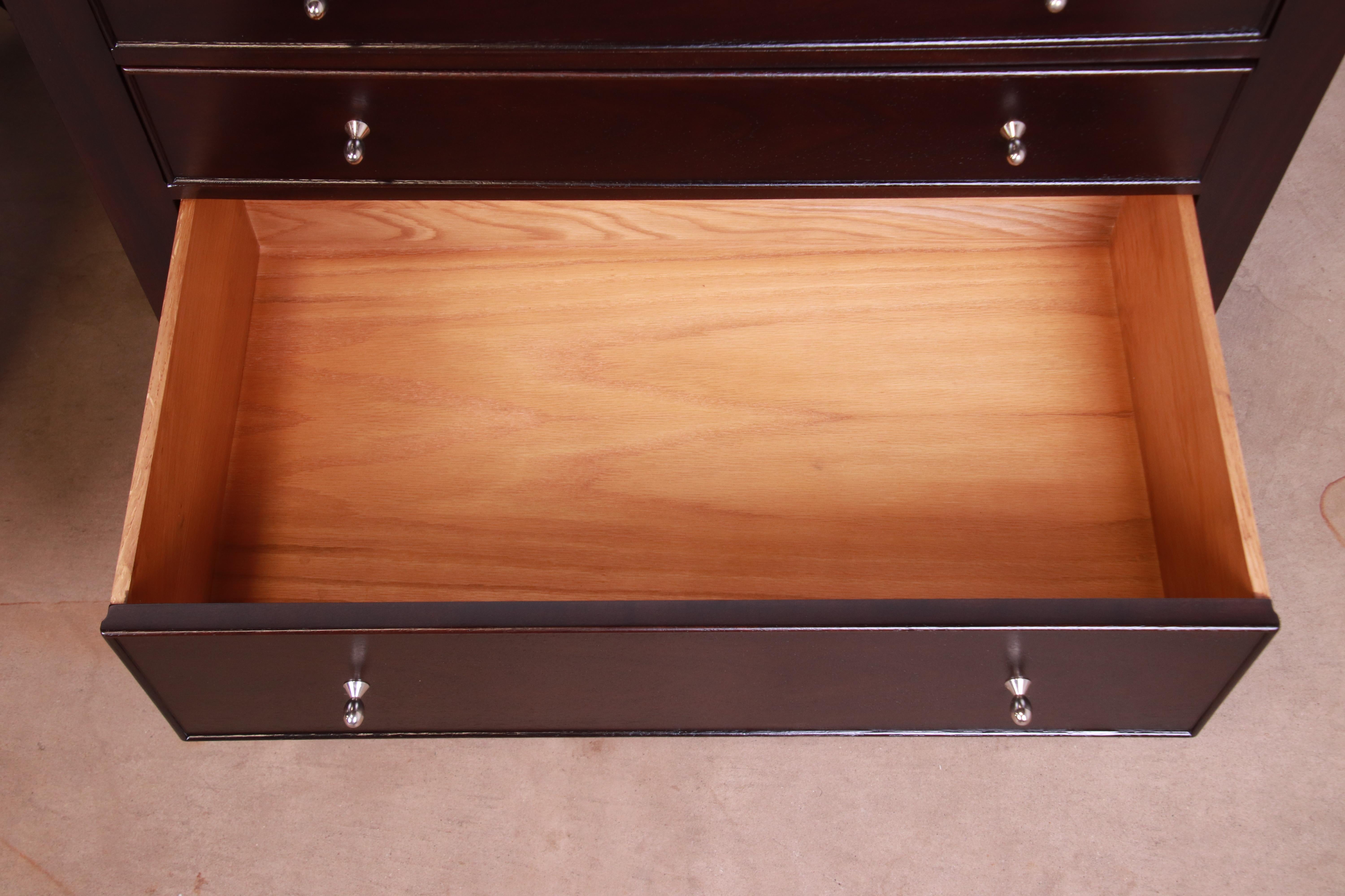Barbara Barry for Baker Modern Dark Mahogany Bedside Chests, Newly Refinished 6