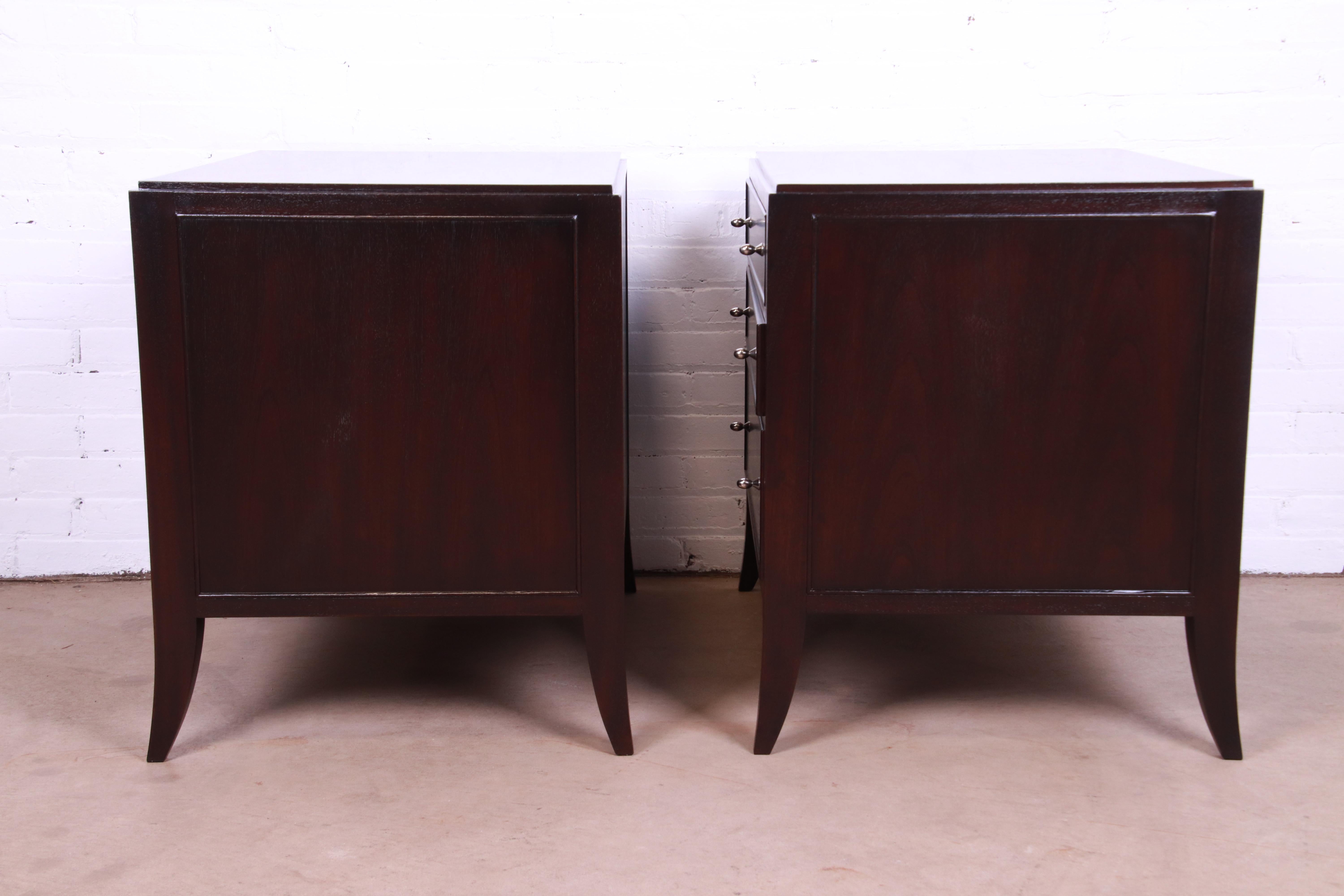 Barbara Barry for Baker Modern Dark Mahogany Bedside Chests, Newly Refinished 8
