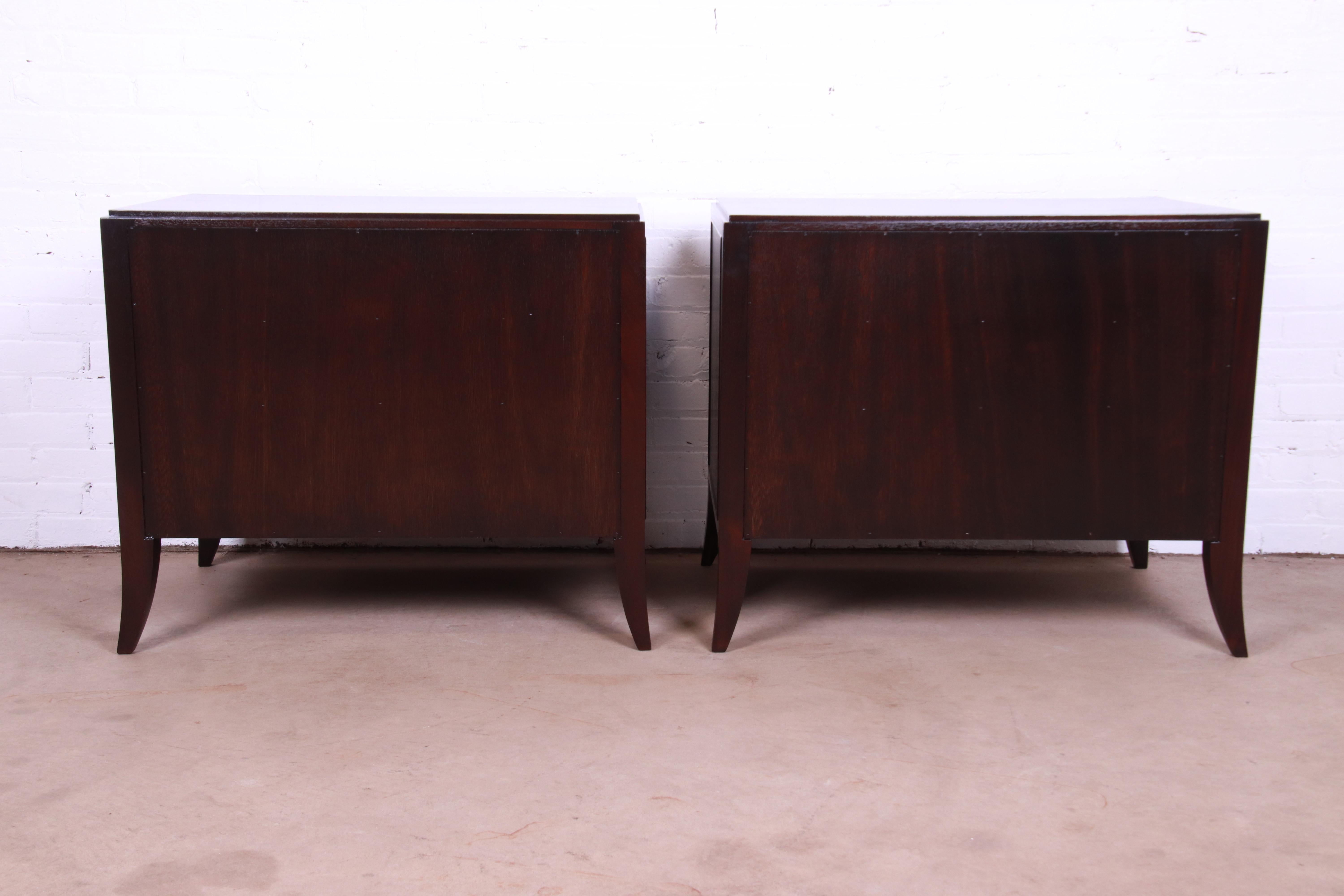 Barbara Barry for Baker Modern Dark Mahogany Bedside Chests, Newly Refinished 10