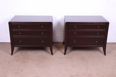 Barbara Barry for Baker Modern Dark Mahogany Bedside Chests, Newly Refinished