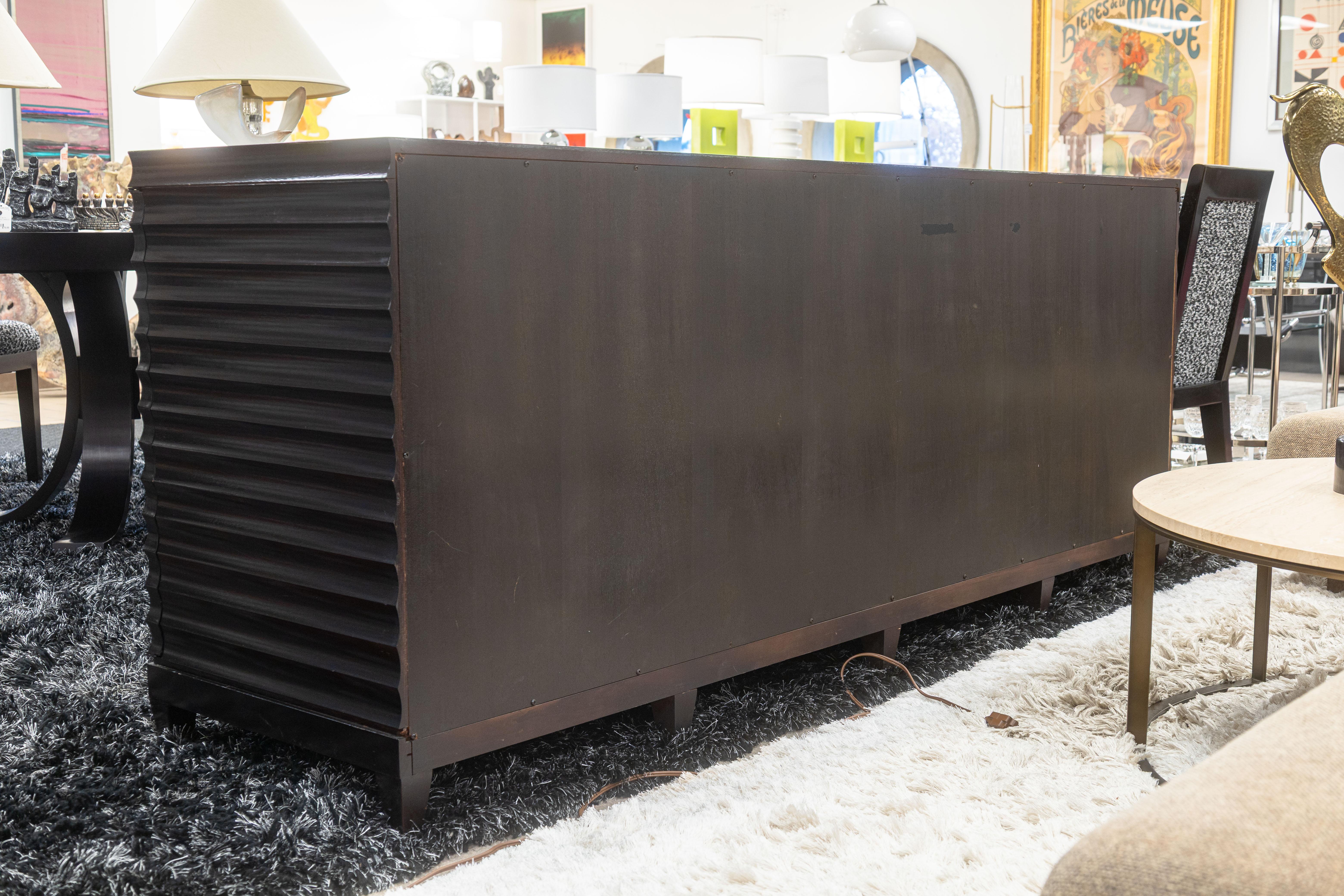 Barbara Barry for Baker Modern Fluted Black Lacquered Sideboard Credenza For Sale 5