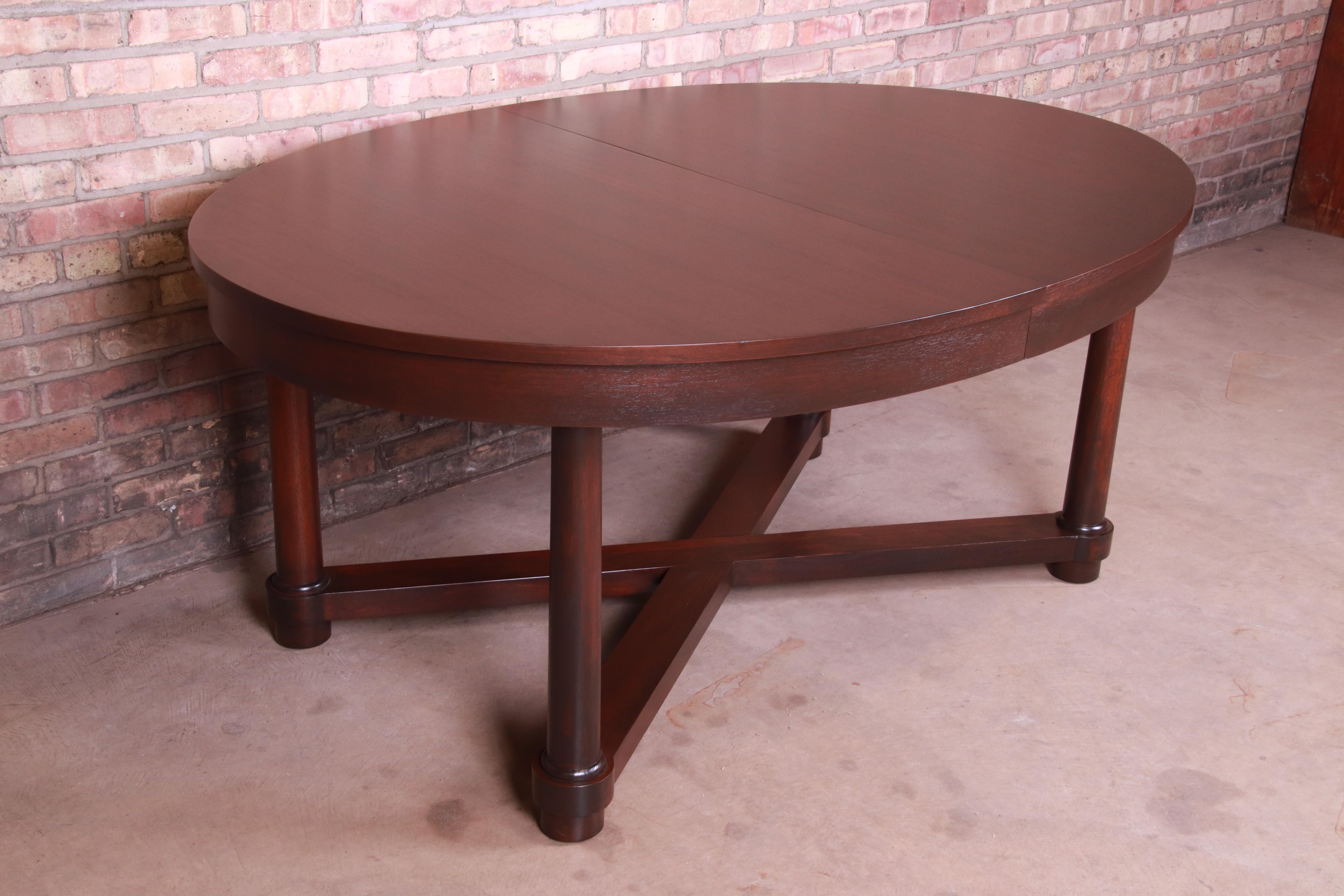 Barbara Barry for Baker Modern Mahogany Extension Dining Table, Newly Refinished 4