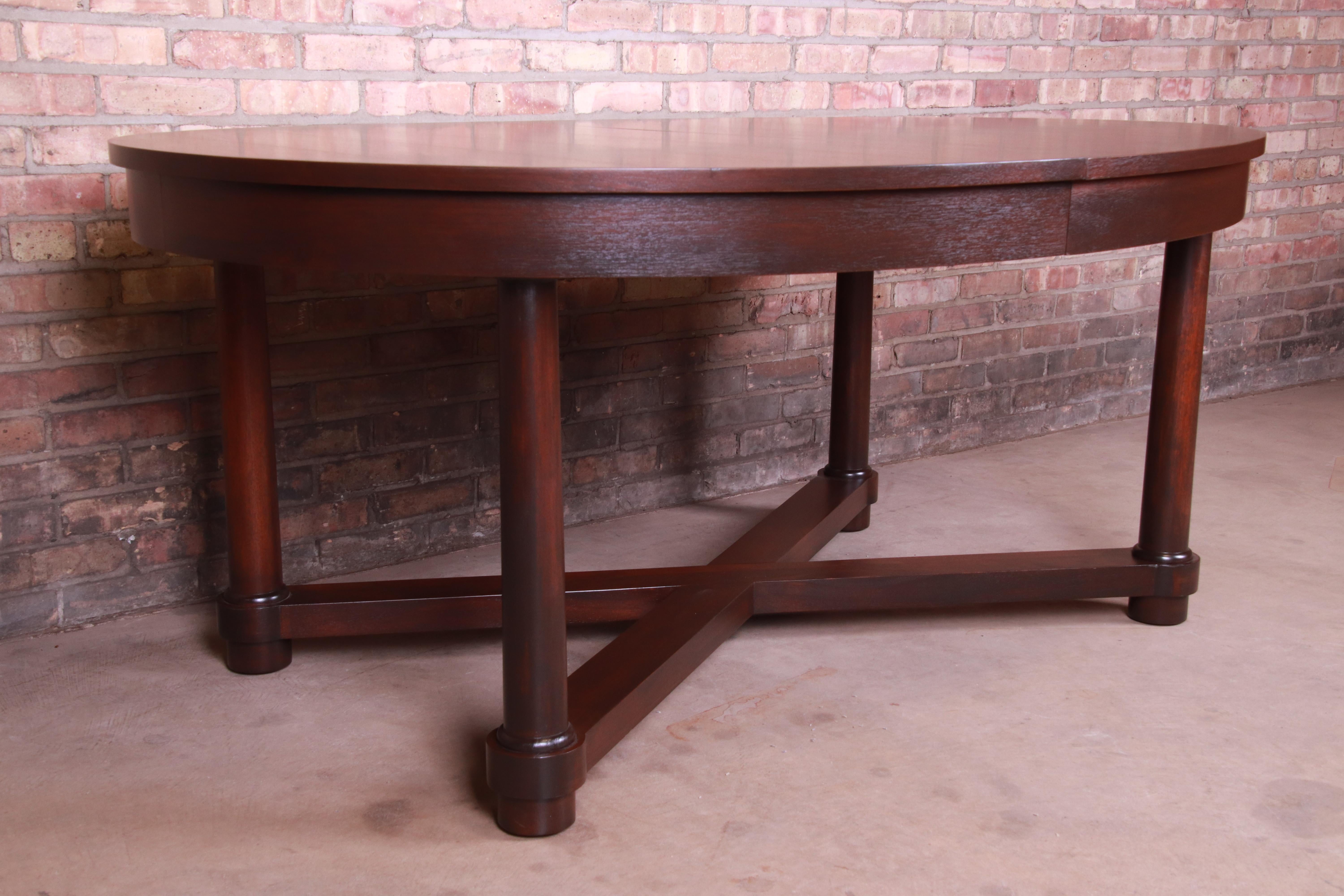 Barbara Barry for Baker Modern Mahogany Extension Dining Table, Newly Refinished 5