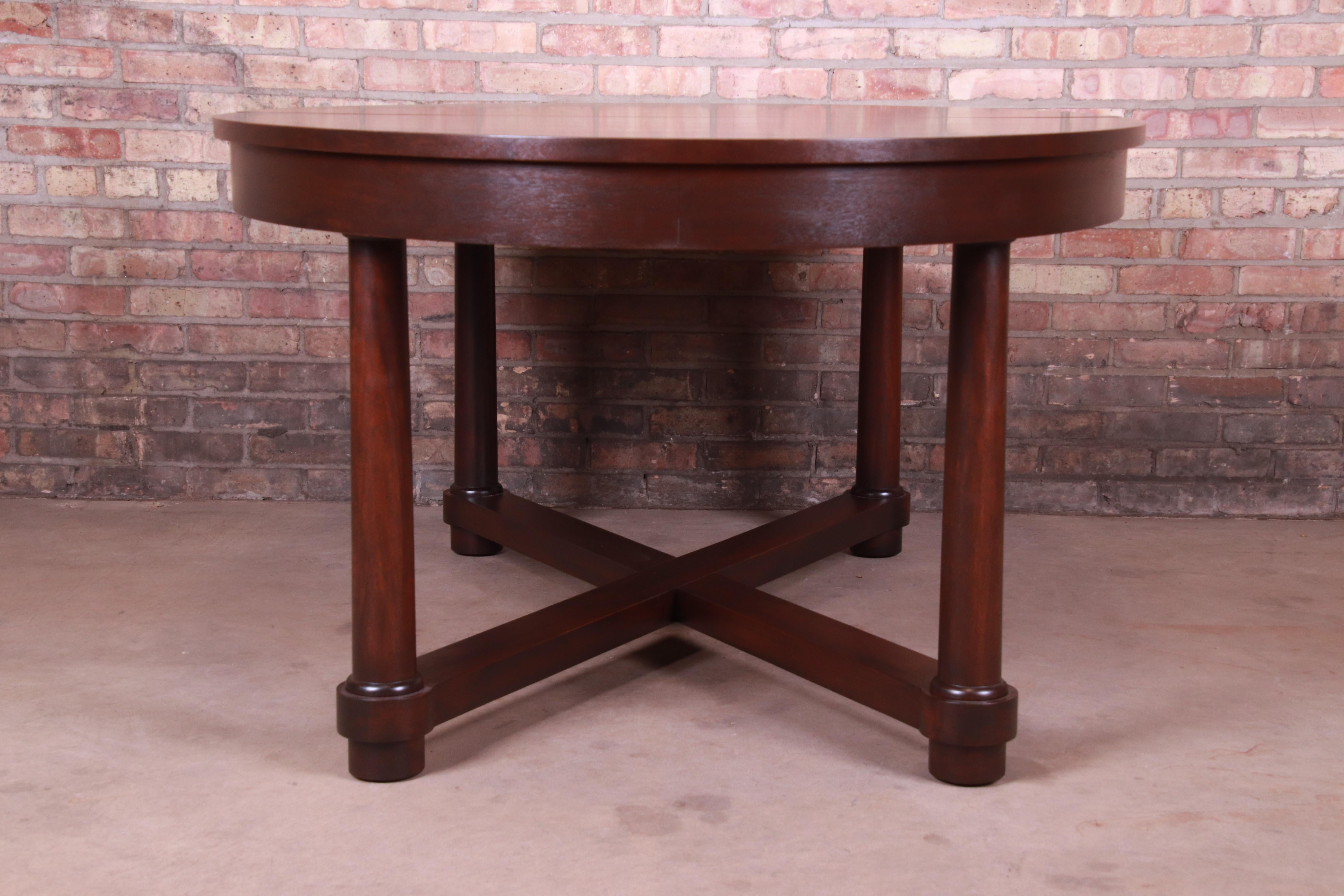 Barbara Barry for Baker Modern Mahogany Extension Dining Table, Newly Refinished 9