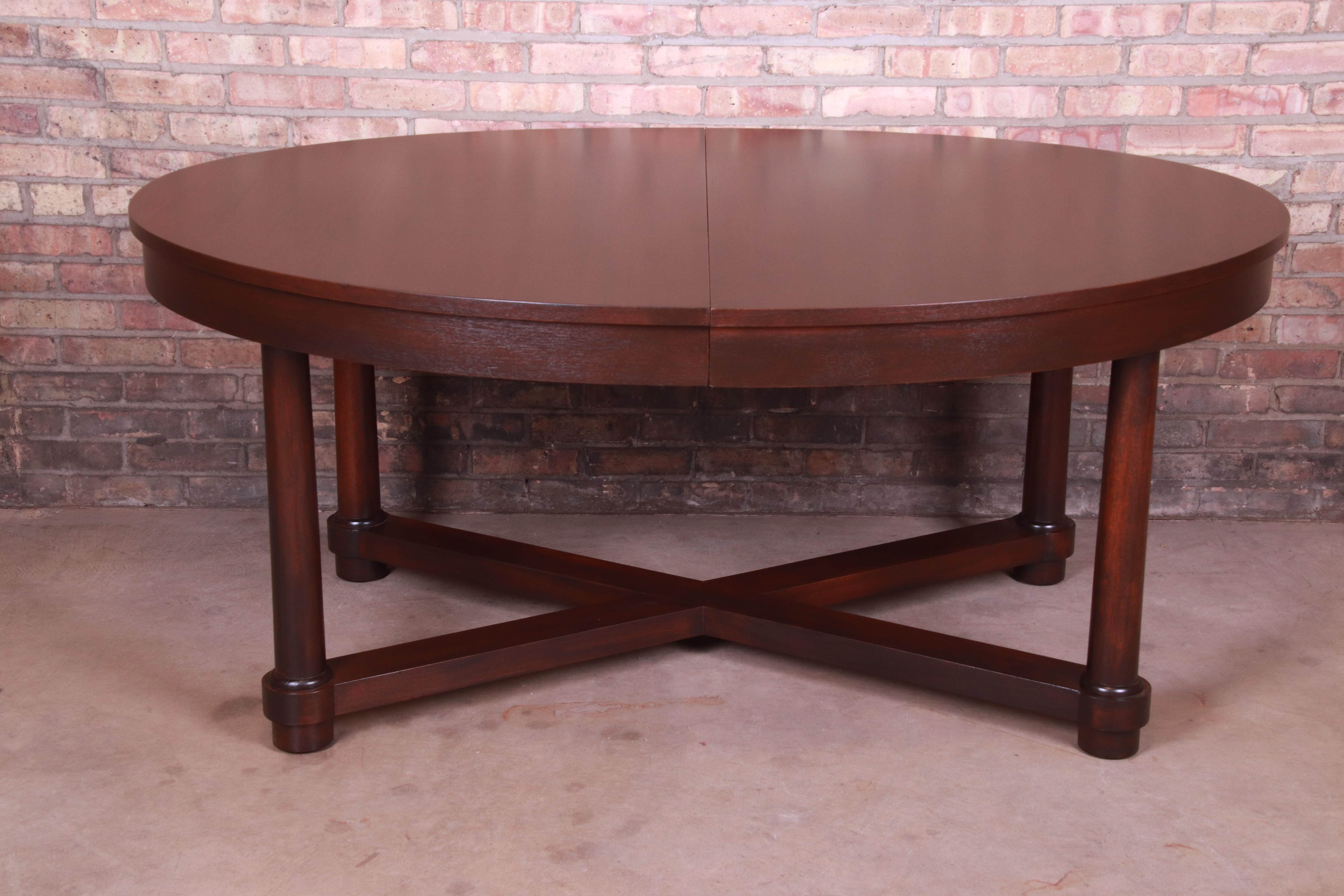 Barbara Barry for Baker Modern Mahogany Extension Dining Table, Newly Refinished 1