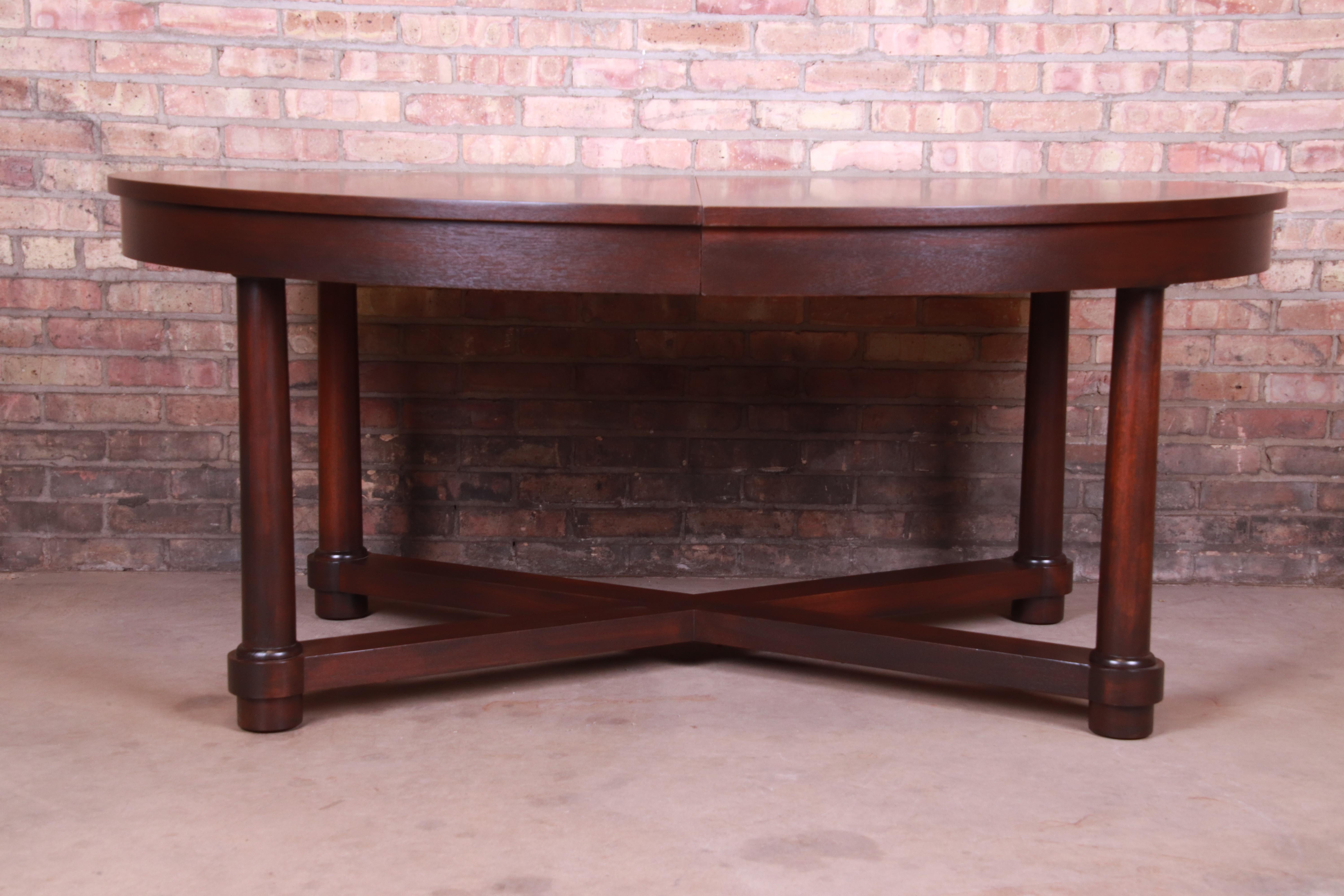 Barbara Barry for Baker Modern Mahogany Extension Dining Table, Newly Refinished 2