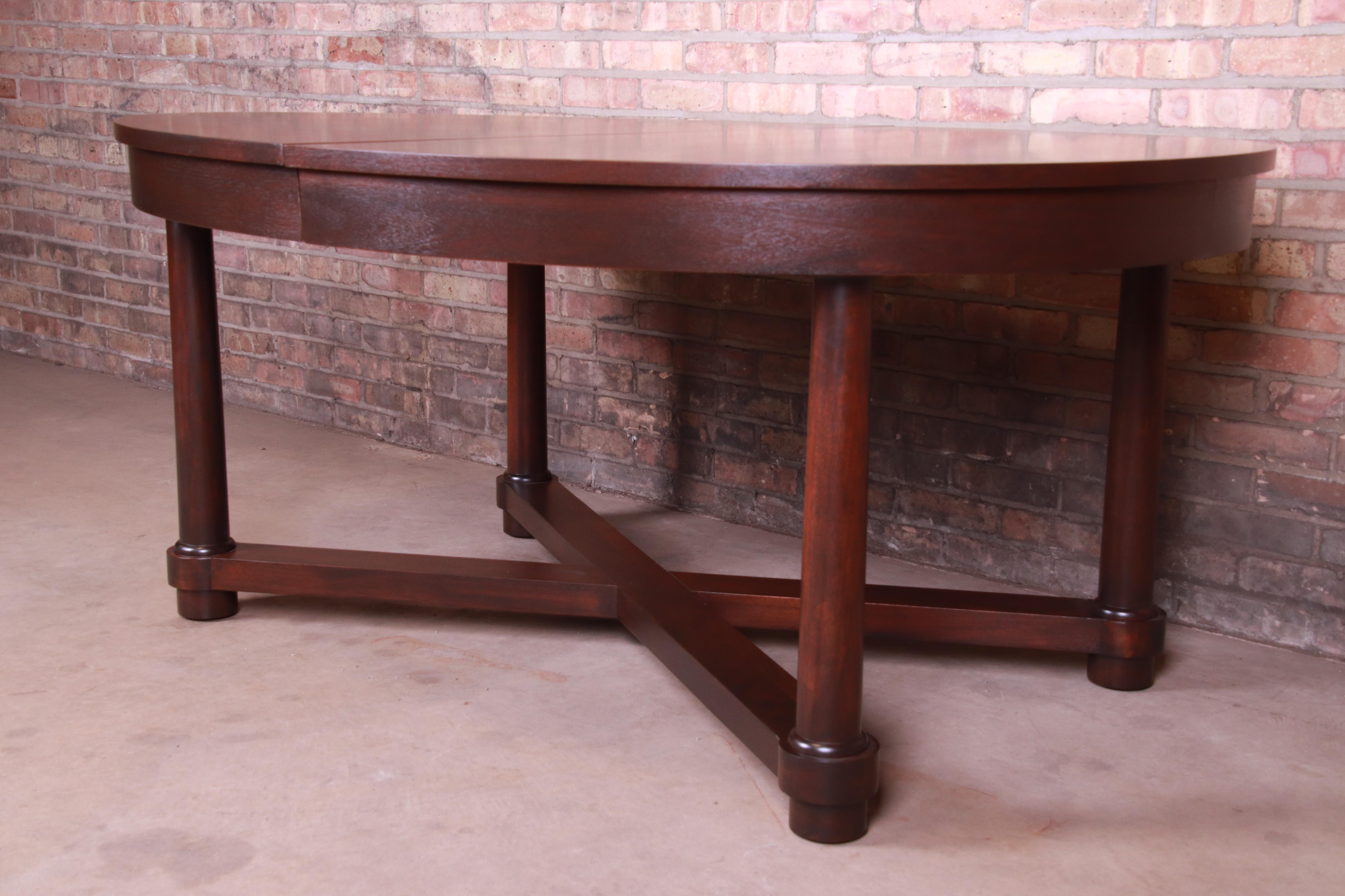 Barbara Barry for Baker Modern Mahogany Extension Dining Table, Newly Refinished 3