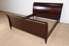 Barbara Barry for Baker Modern Regency Dark Mahogany King Size Sleigh Bed