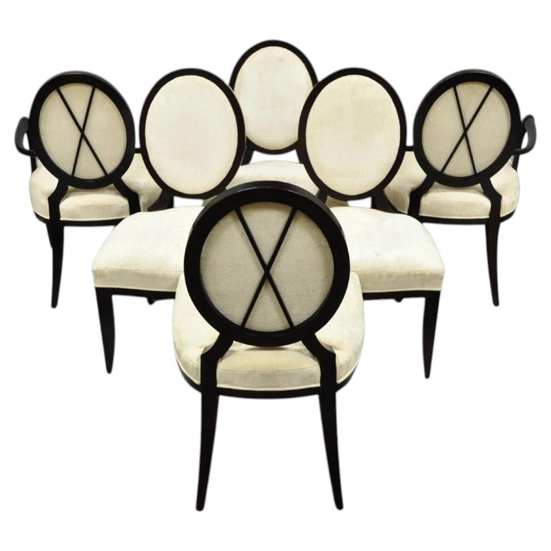 Barbara Barry for Baker Oval X-Back Mahogany Stain Dining Chairs - Set of 6