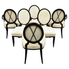 Barbara Barry for Baker Oval X-Back Mahogany Stain Dining Chairs - Set of 6