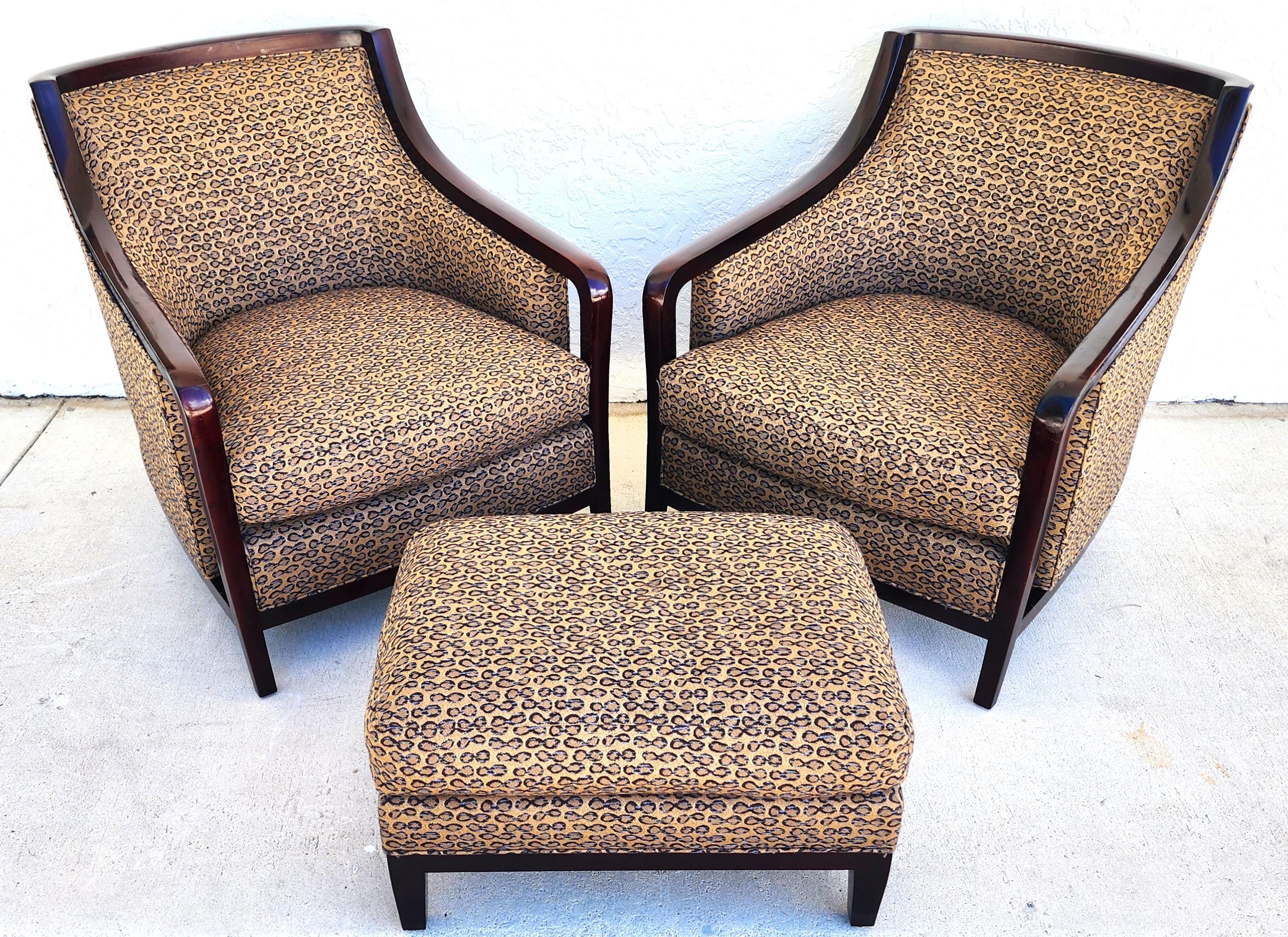 Modern Barbara Barry for Baker Salon Club Chairs & Ottoman