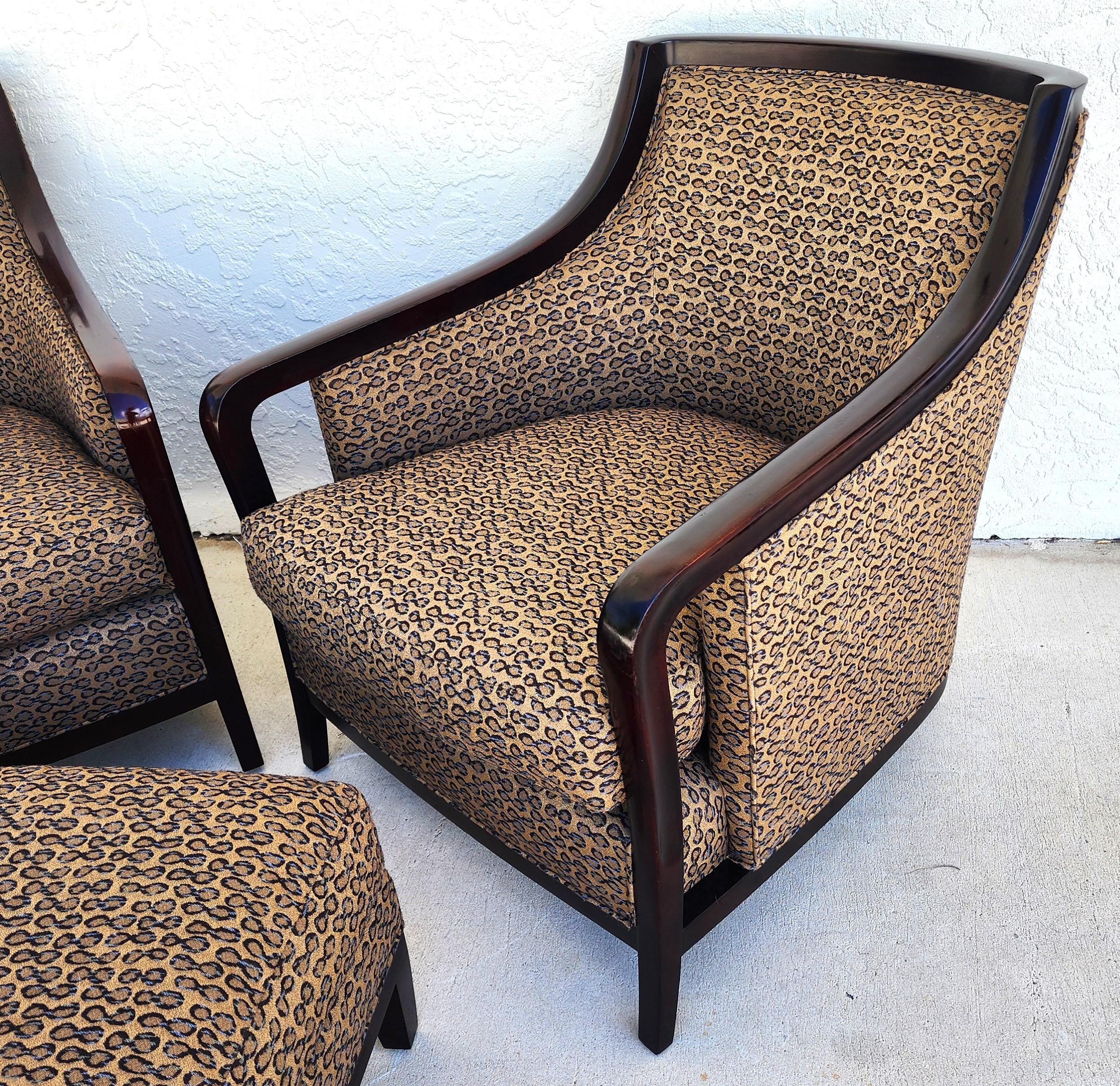 Cotton Barbara Barry for Baker Salon Club Chairs & Ottoman