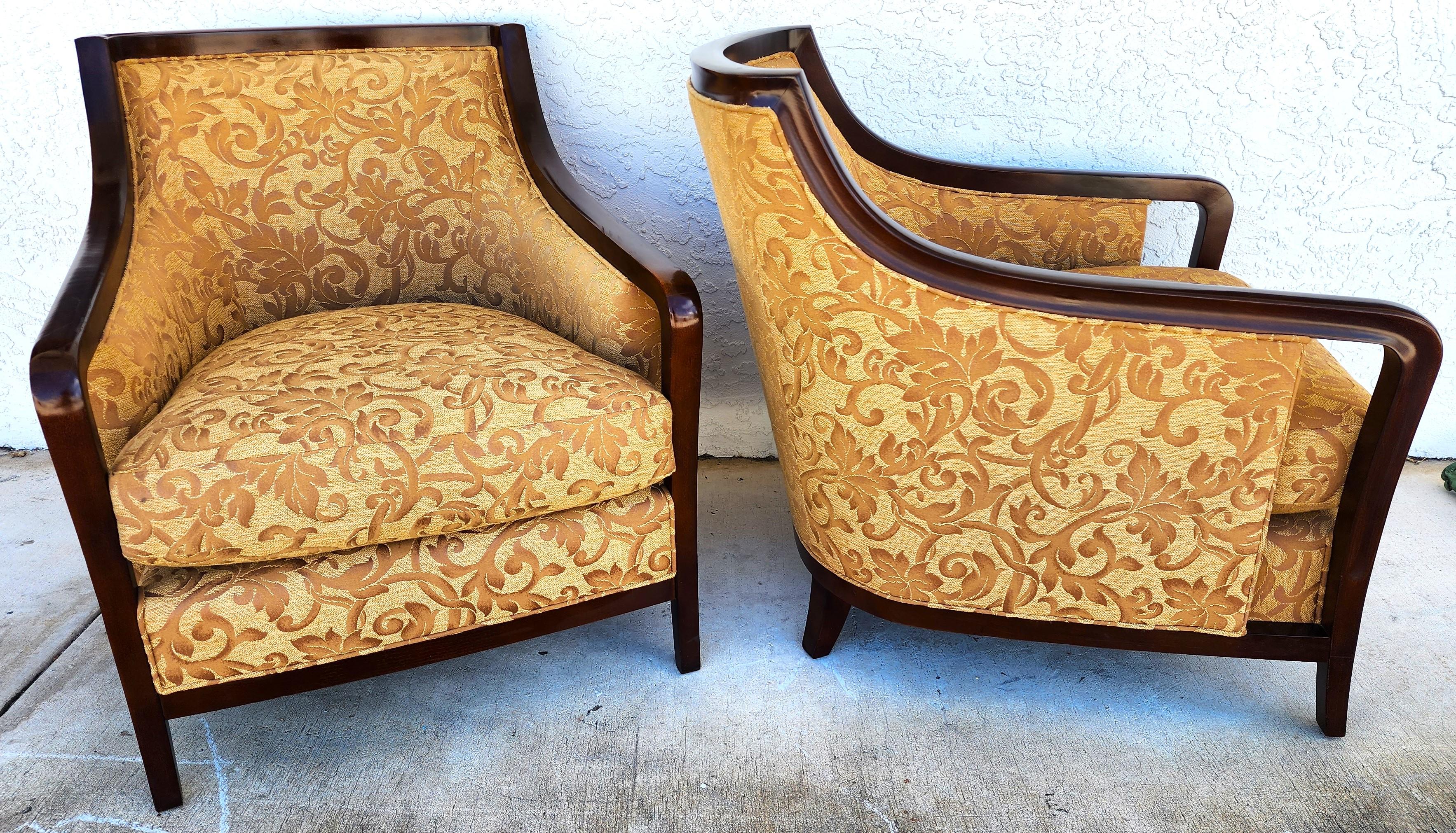 For FULL item description click on CONTINUE READING at the bottom of this page.

Offering One Of Our Recent Palm Beach Estate Fine Furniture Acquisitions Of A
Pair of Barbara Barry for Baker Salon Club Chairs

The arms have a compound curve leading