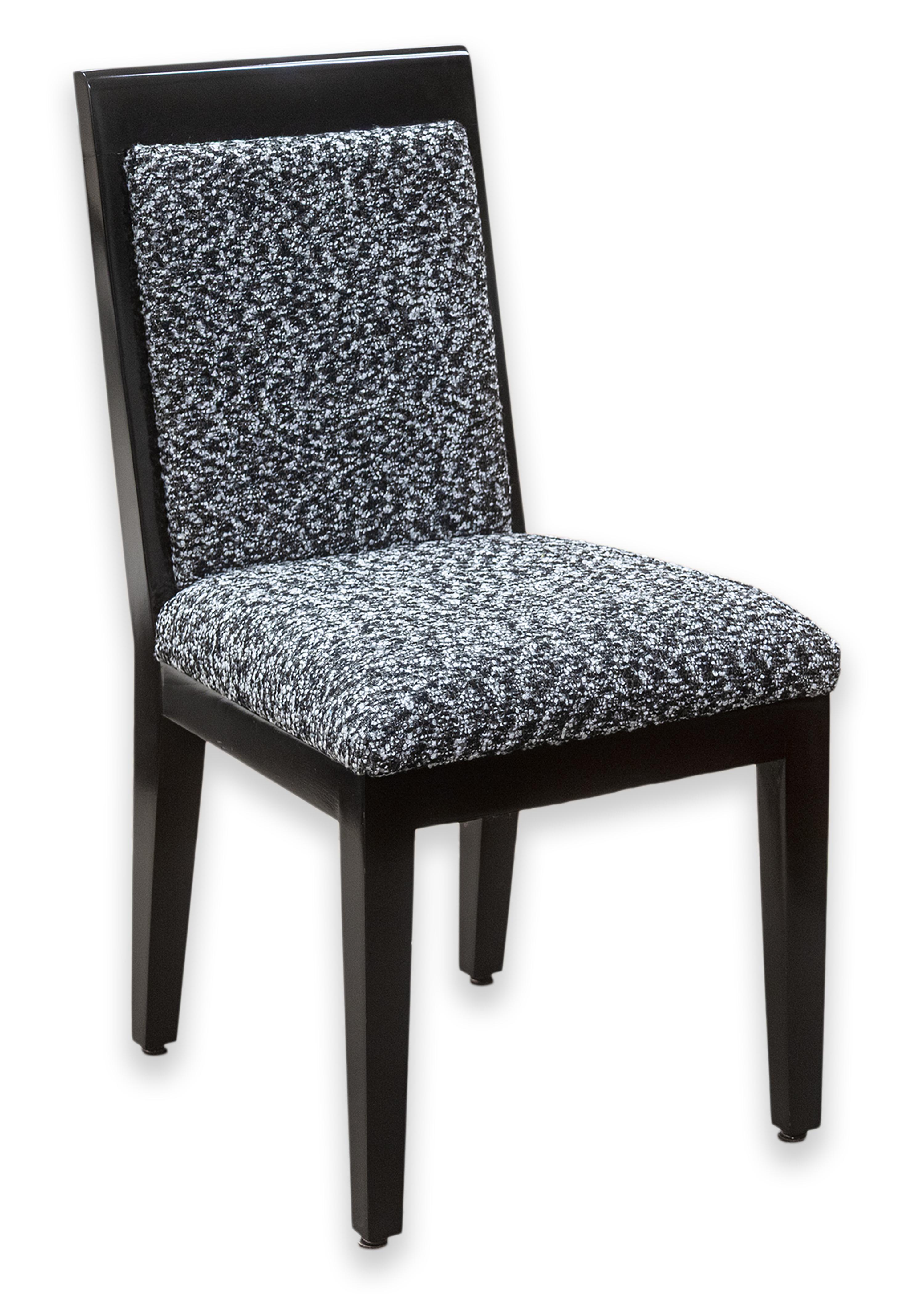 Barbara Barry pour Baker & Black Ensemble de 10 chaises de salle à manger en tissu laqué noir et blanc en vente 4