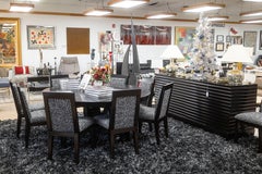 Barbara Barry pour Baker & Black Ensemble de 10 chaises de salle à manger en tissu laqué noir et blanc