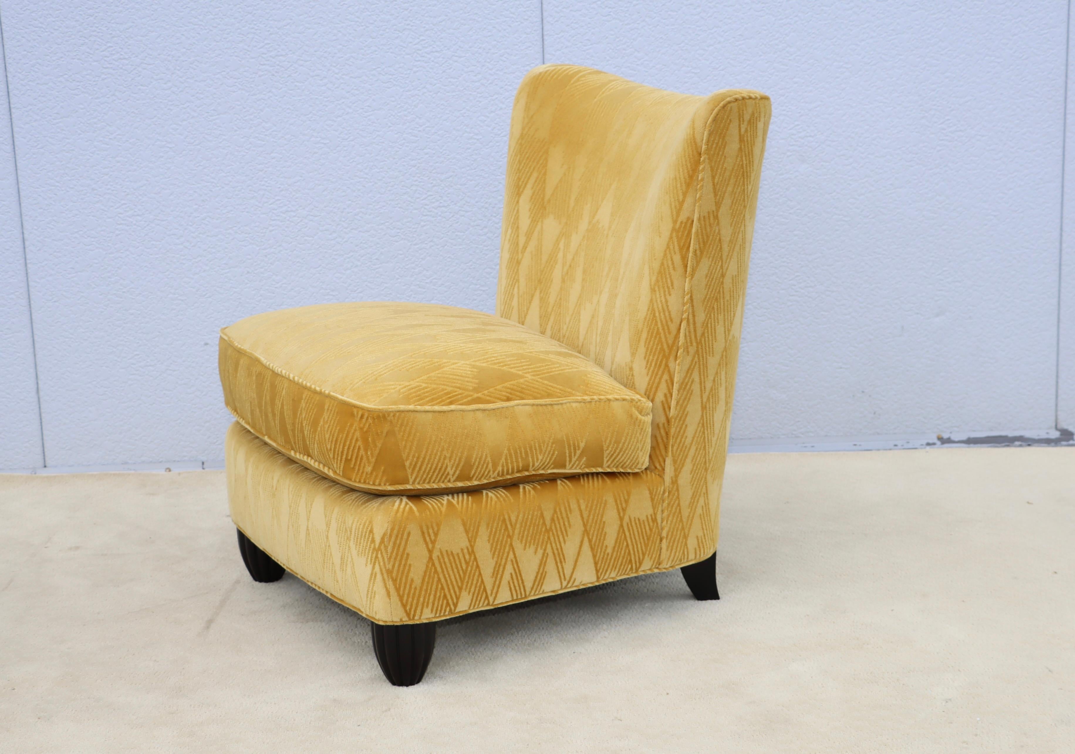 Barbara Barry For Baker Slipper Chairs In Mohair Fabric For Sale 4