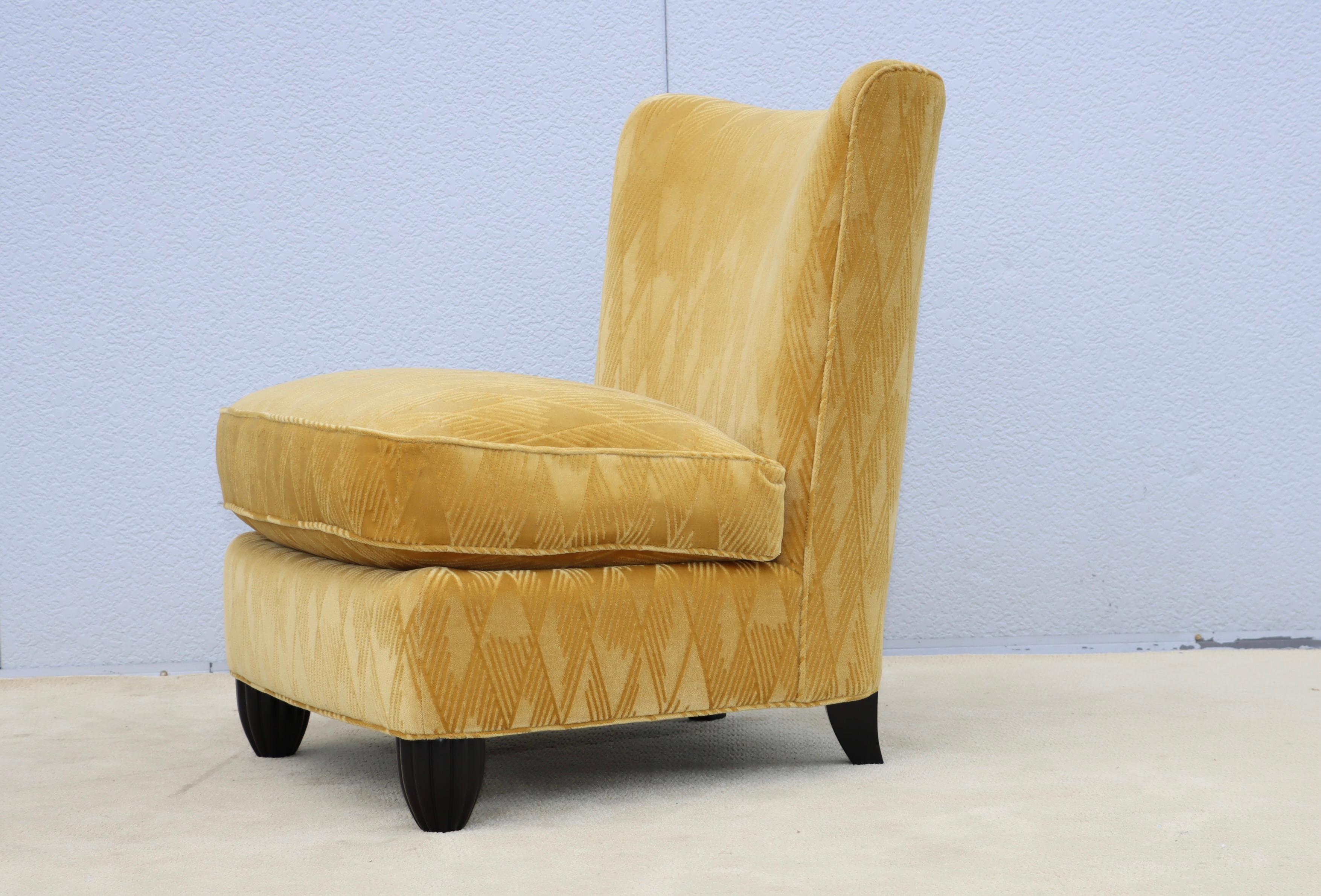 Barbara Barry For Baker Slipper Chairs In Mohair Fabric For Sale 5