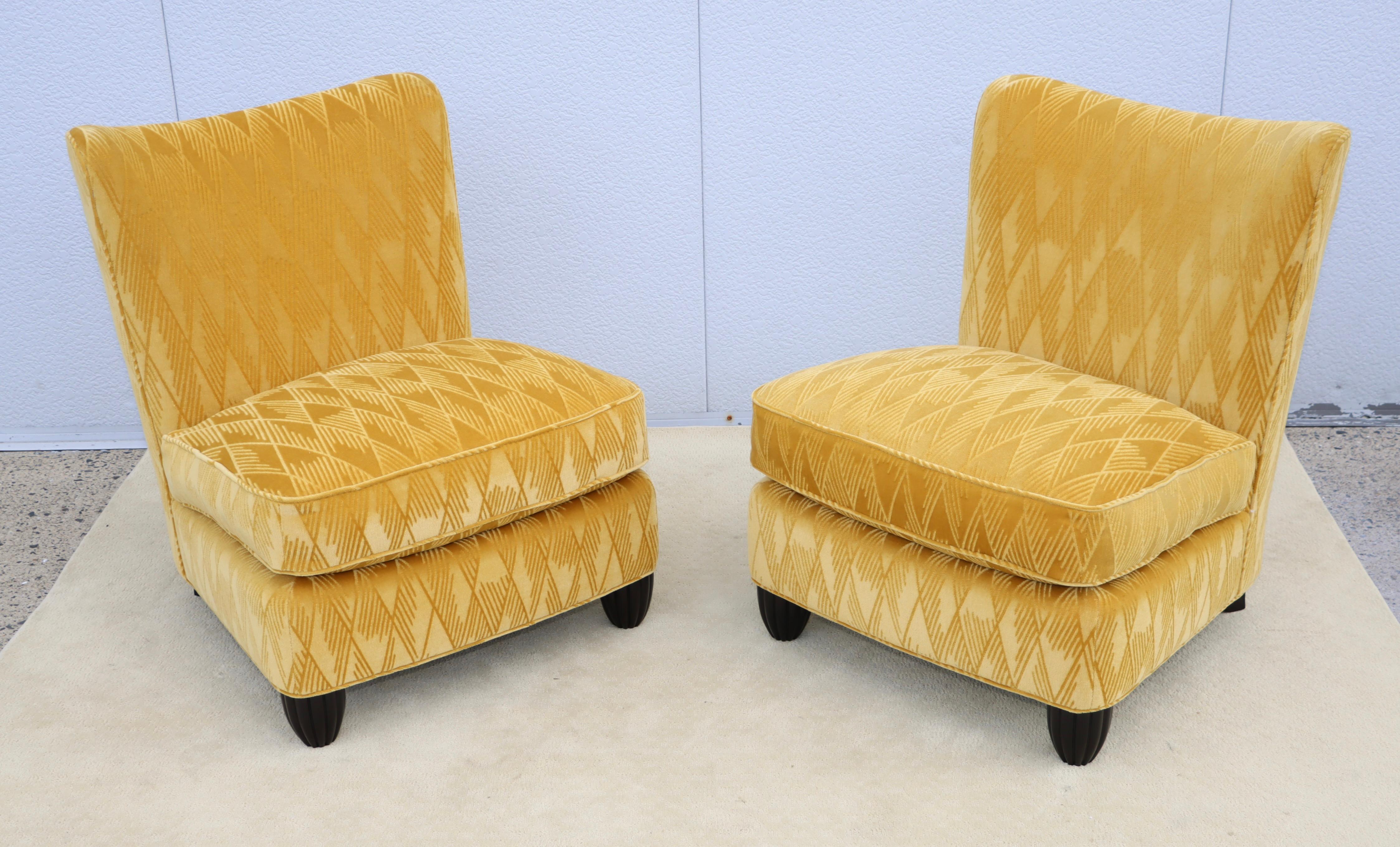 Barbara Barry For Baker Slipper Chairs In Mohair Fabric For Sale 13