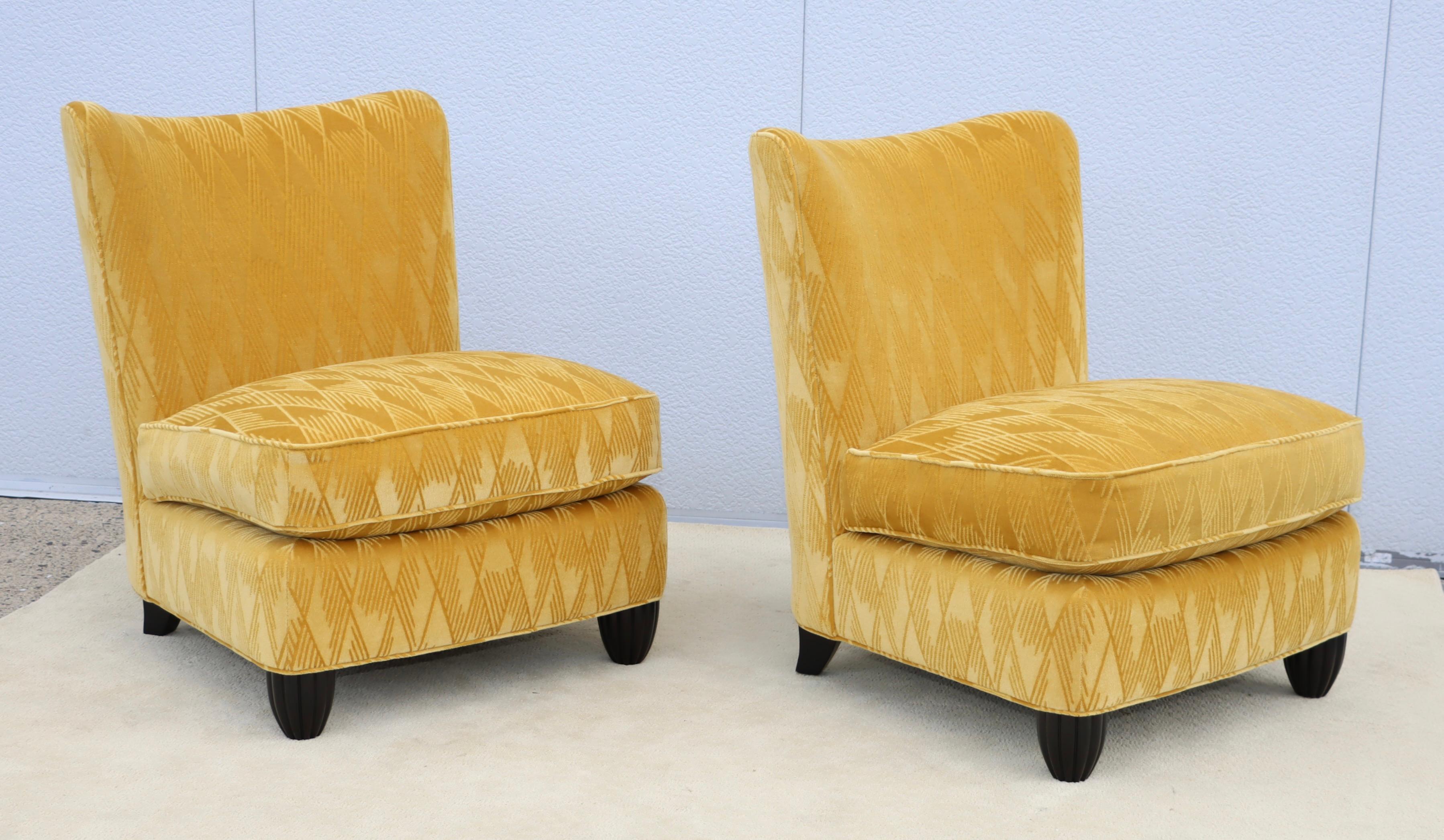 Barbara Barry For Baker Slipper Chairs In Mohair Fabric For Sale 15