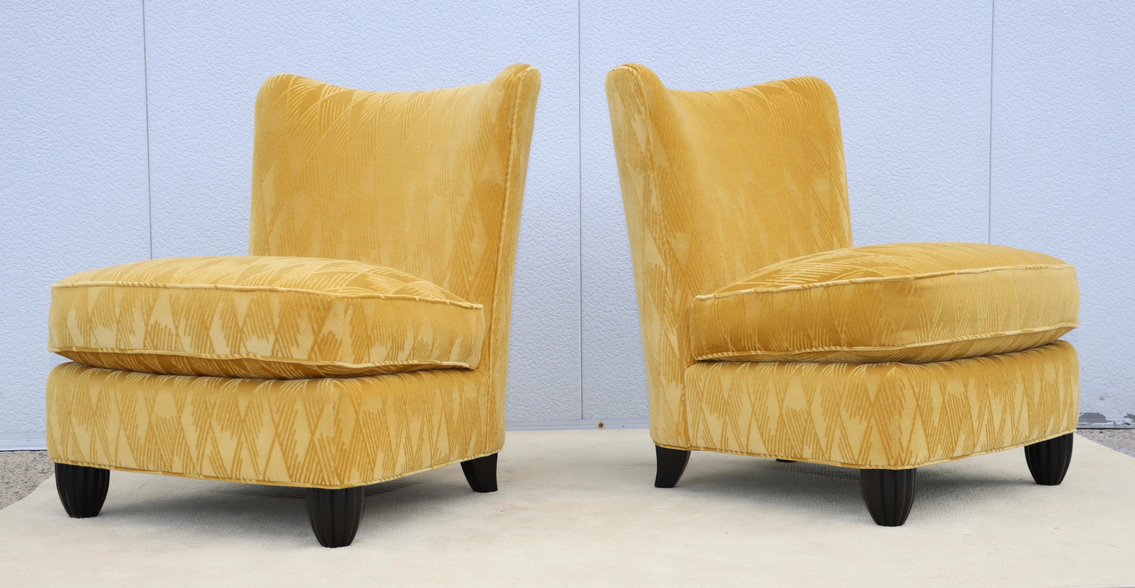 Barbara Barry For Baker Slipper Chairs In Mohair Fabric For Sale 16
