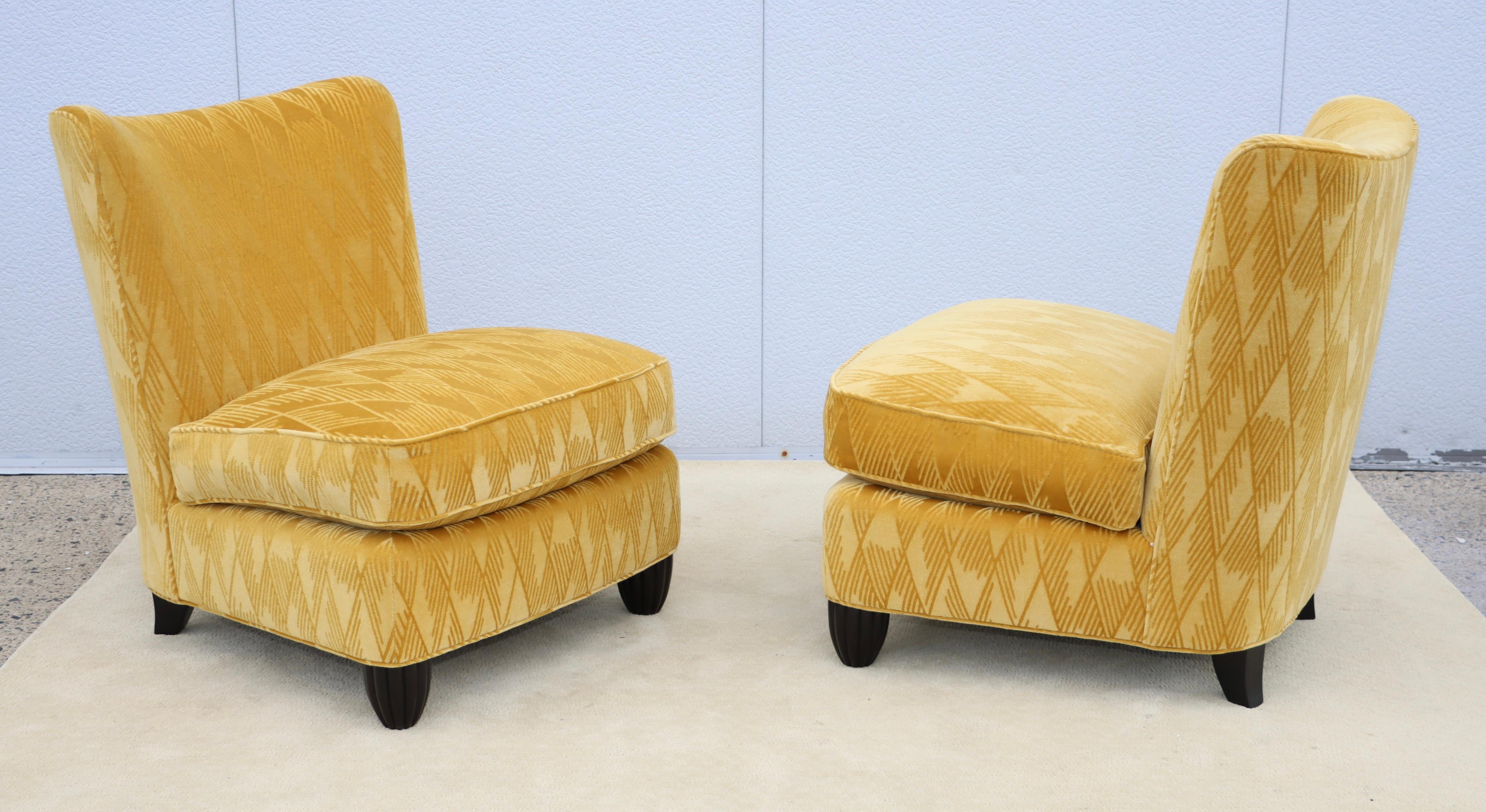 Barbara Barry For Baker Slipper Chairs In Mohair Fabric For Sale 18