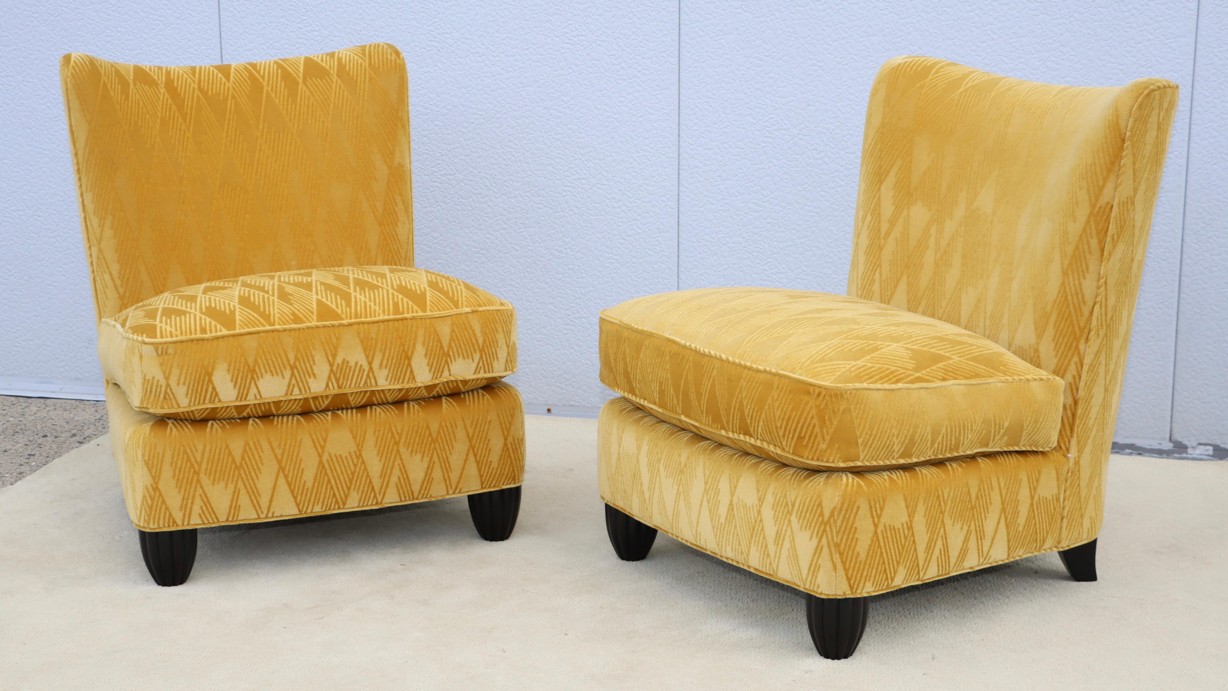 American Barbara Barry For Baker Slipper Chairs In Mohair Fabric For Sale