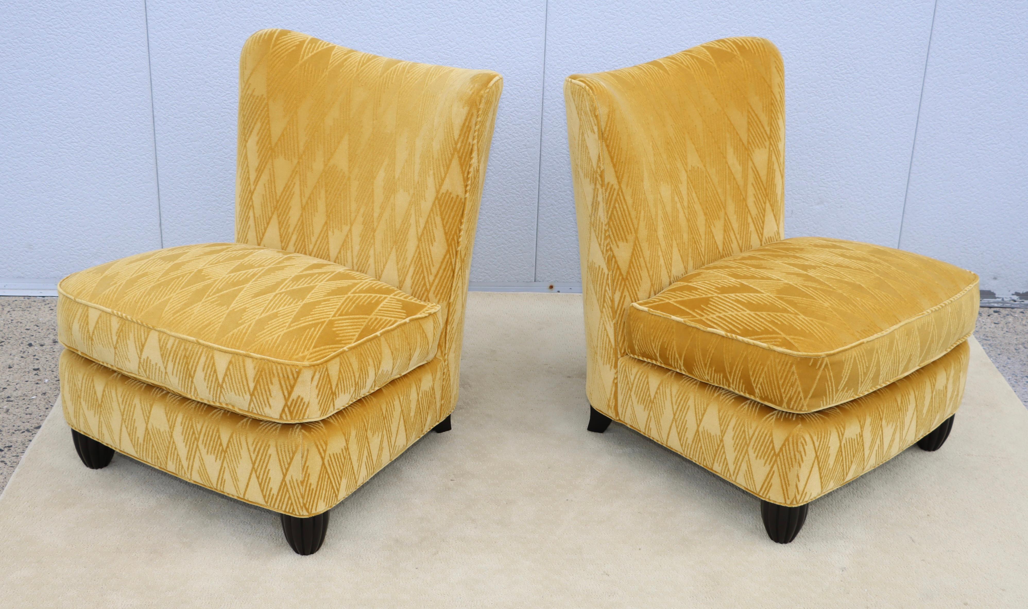 Barbara Barry For Baker Slipper Chairs In Mohair Fabric For Sale 1